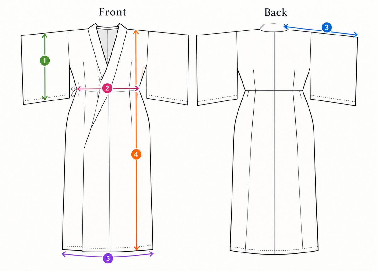 Japanese Silk Wrap Dress – Deep Blue with Woven Patterns