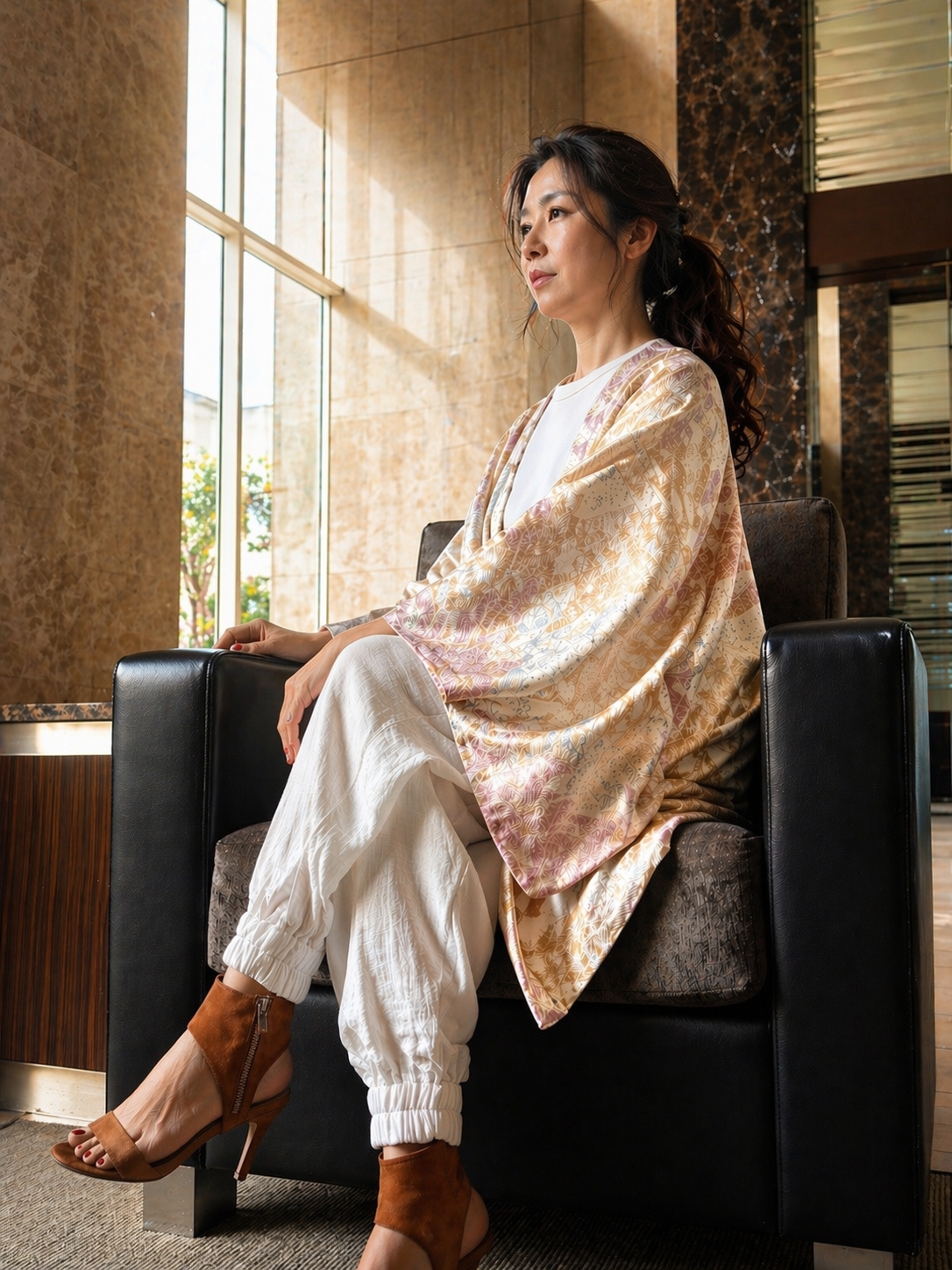 Vintage Silk Haori Jacket – Soft Pink with Woven Seasonal Motifs