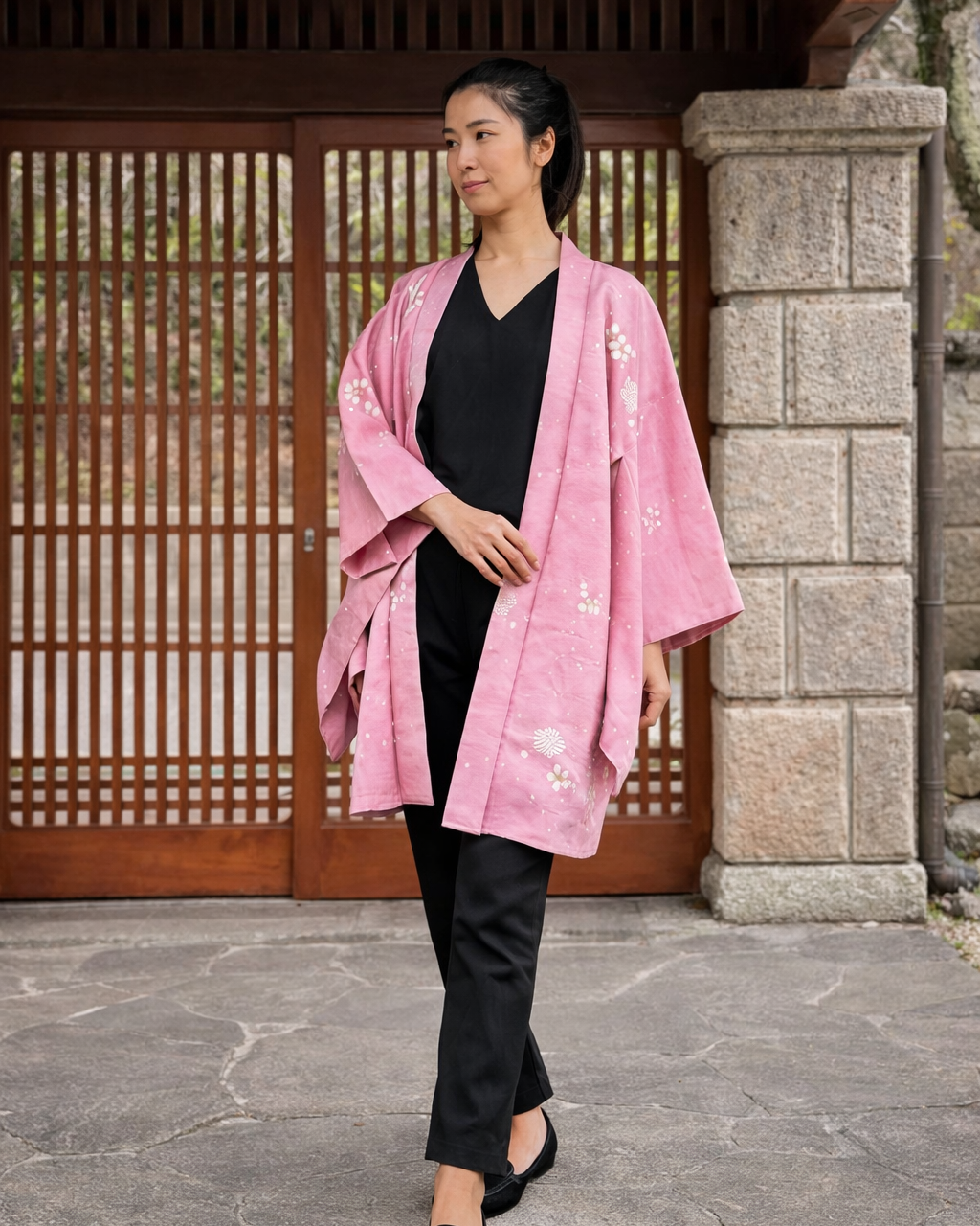 Vintage Pink Silk Haori Jacket