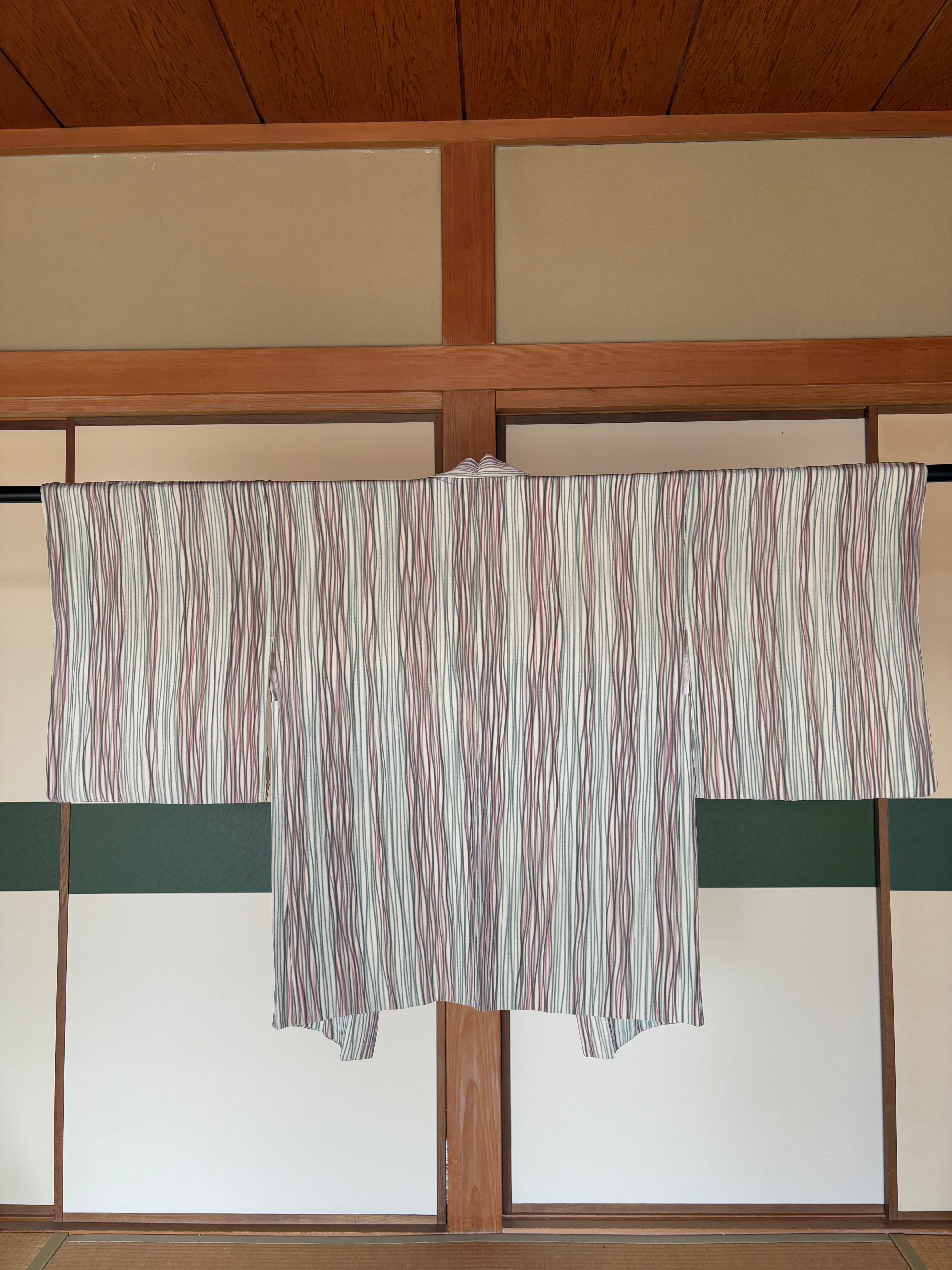 Striped Silk Haori Jacket – Soft Neutral Tones