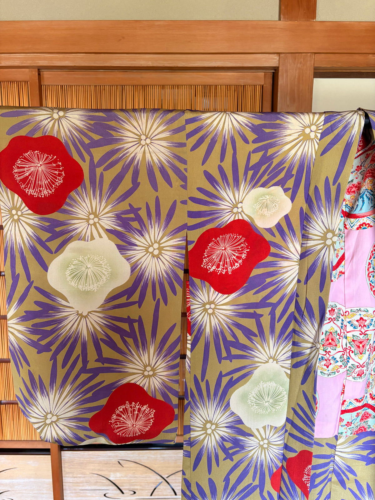 Antique Japanese Haori – Purple & Red Floral Kimono Jacket | Possibly Taisho Era