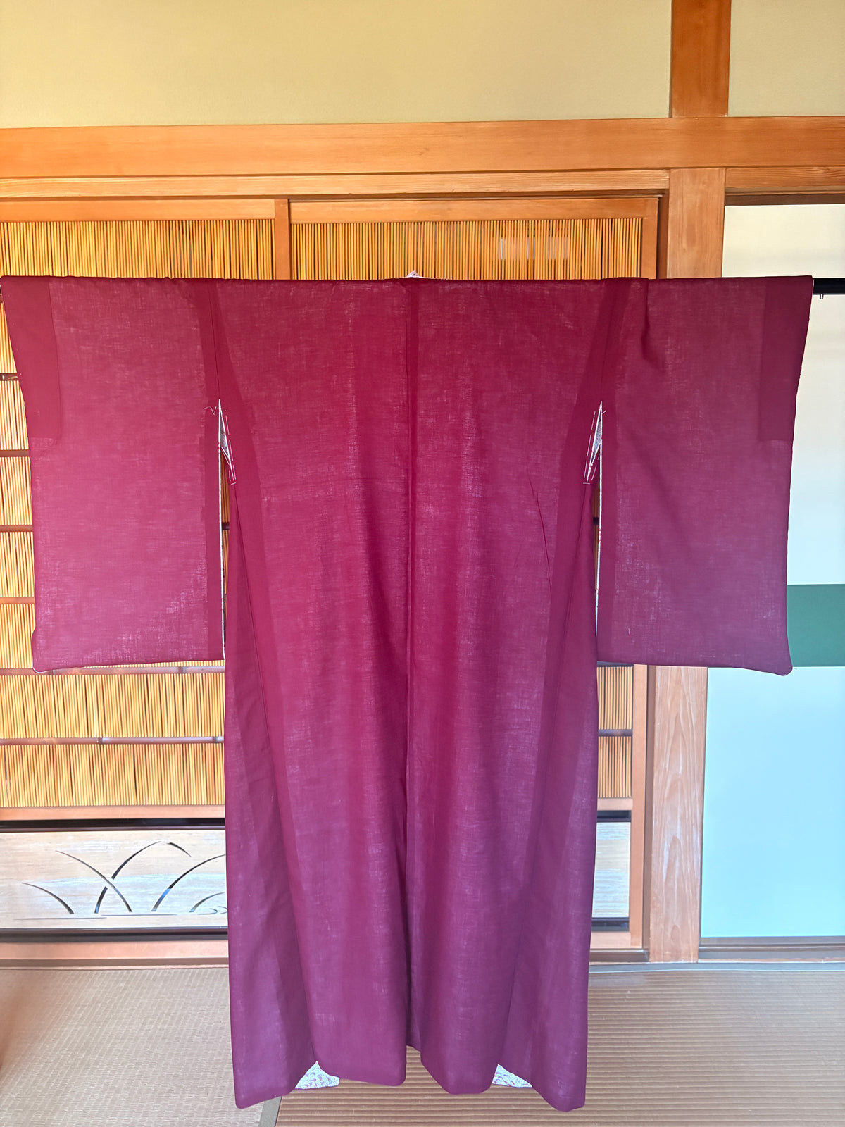 Chrysanthemum Pattern Long Robe – Deep Red