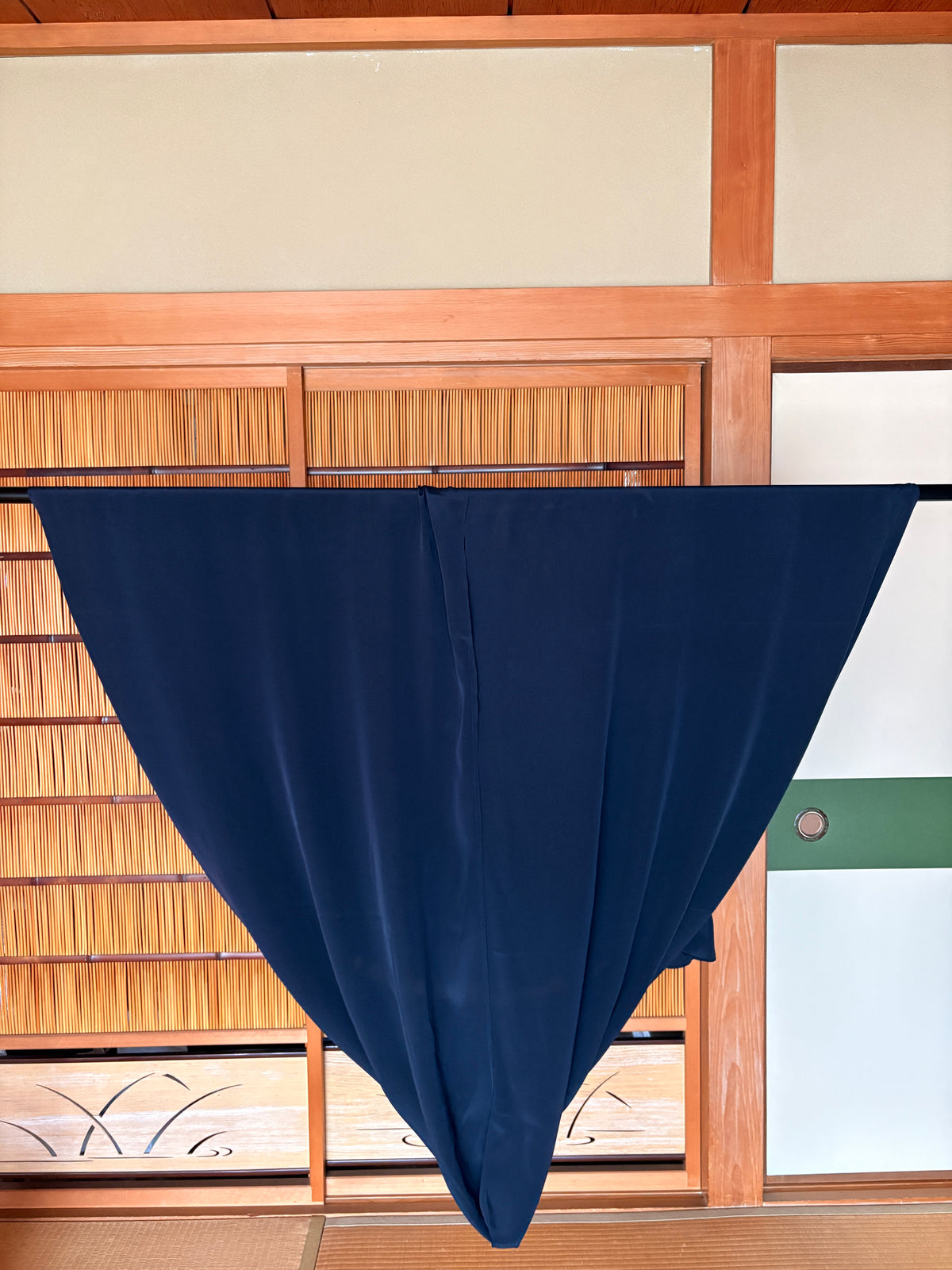 Japanese Silk Heko Obi Dress – Deep Navy Blue Shibori Kimono Dress | One of a Kind