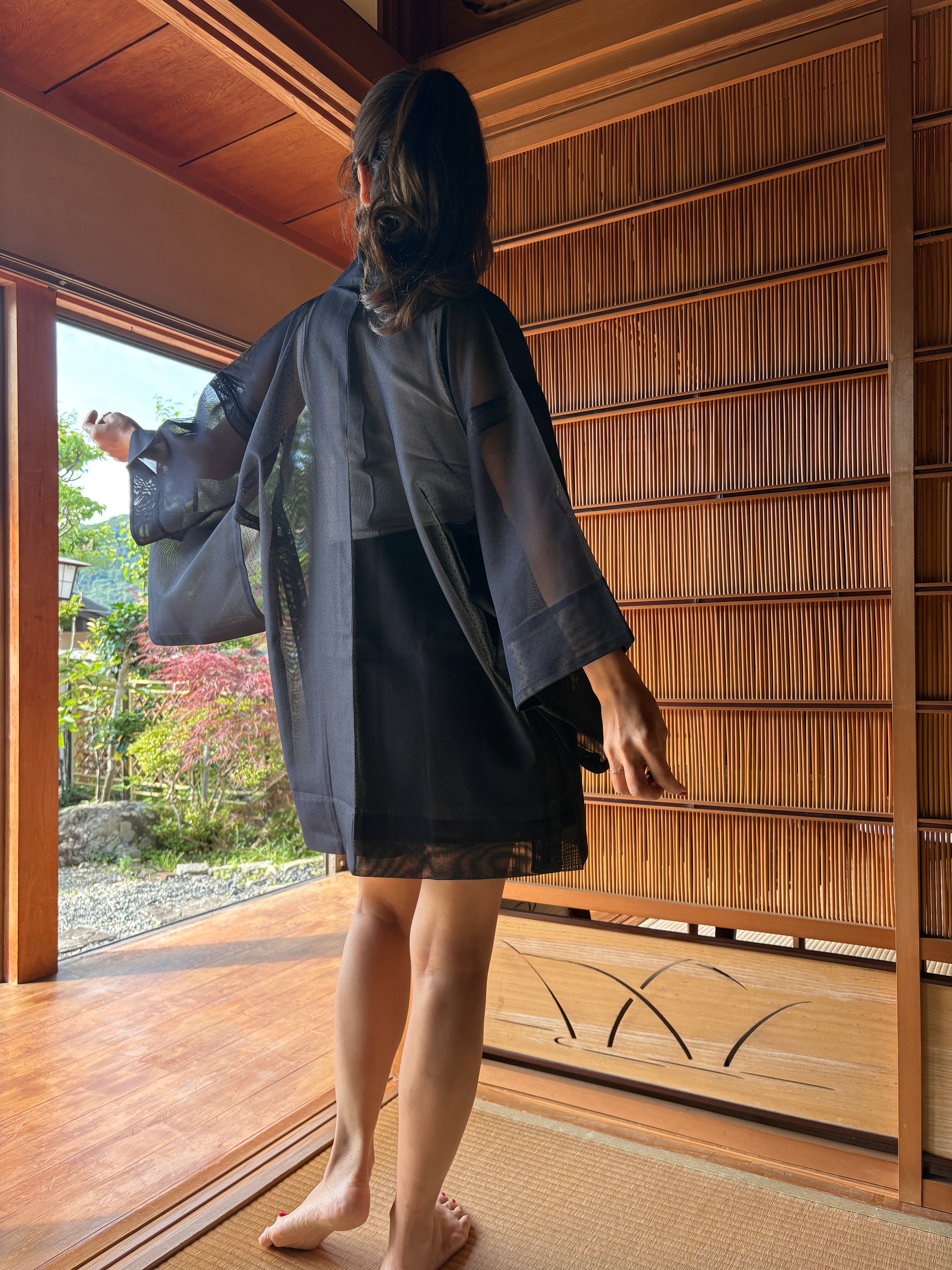 Vintage Ro Silk Haori Jacket – Sheer Black Silk