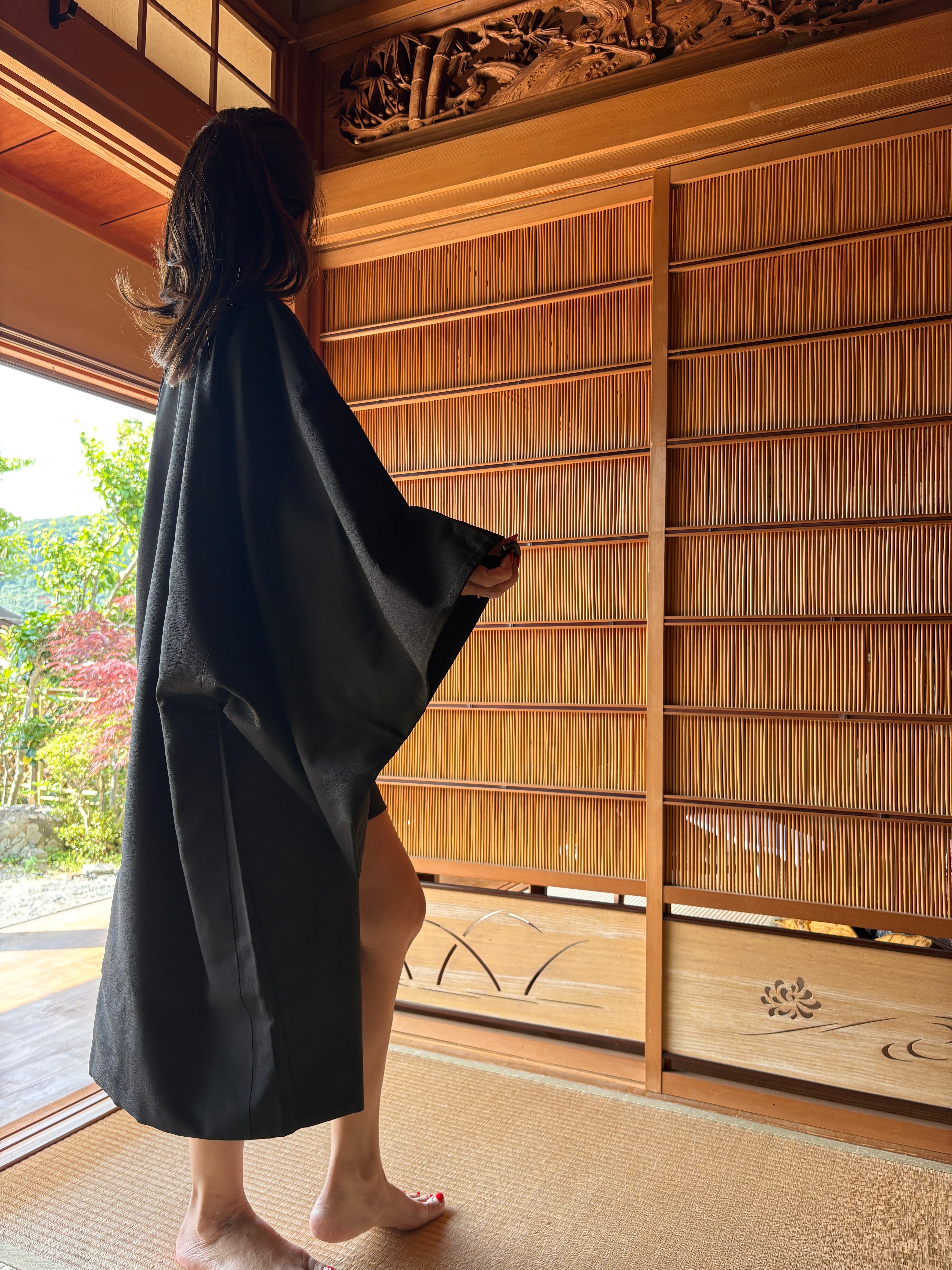 Vintage Japanese Wool Haori – Classic Black | Silk Lining & Traditional Haori Himo