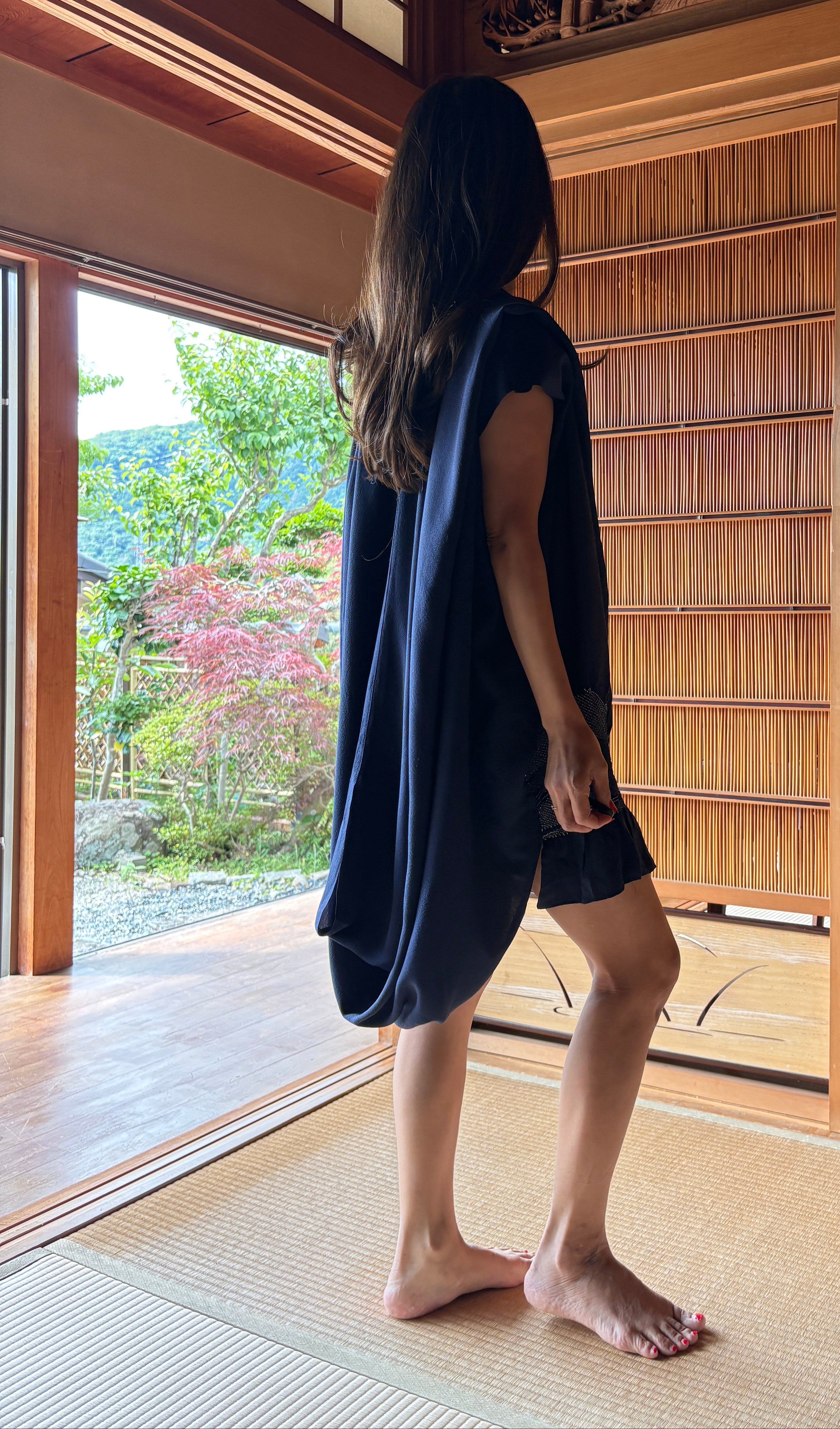 Midnight Drape Silk Dress