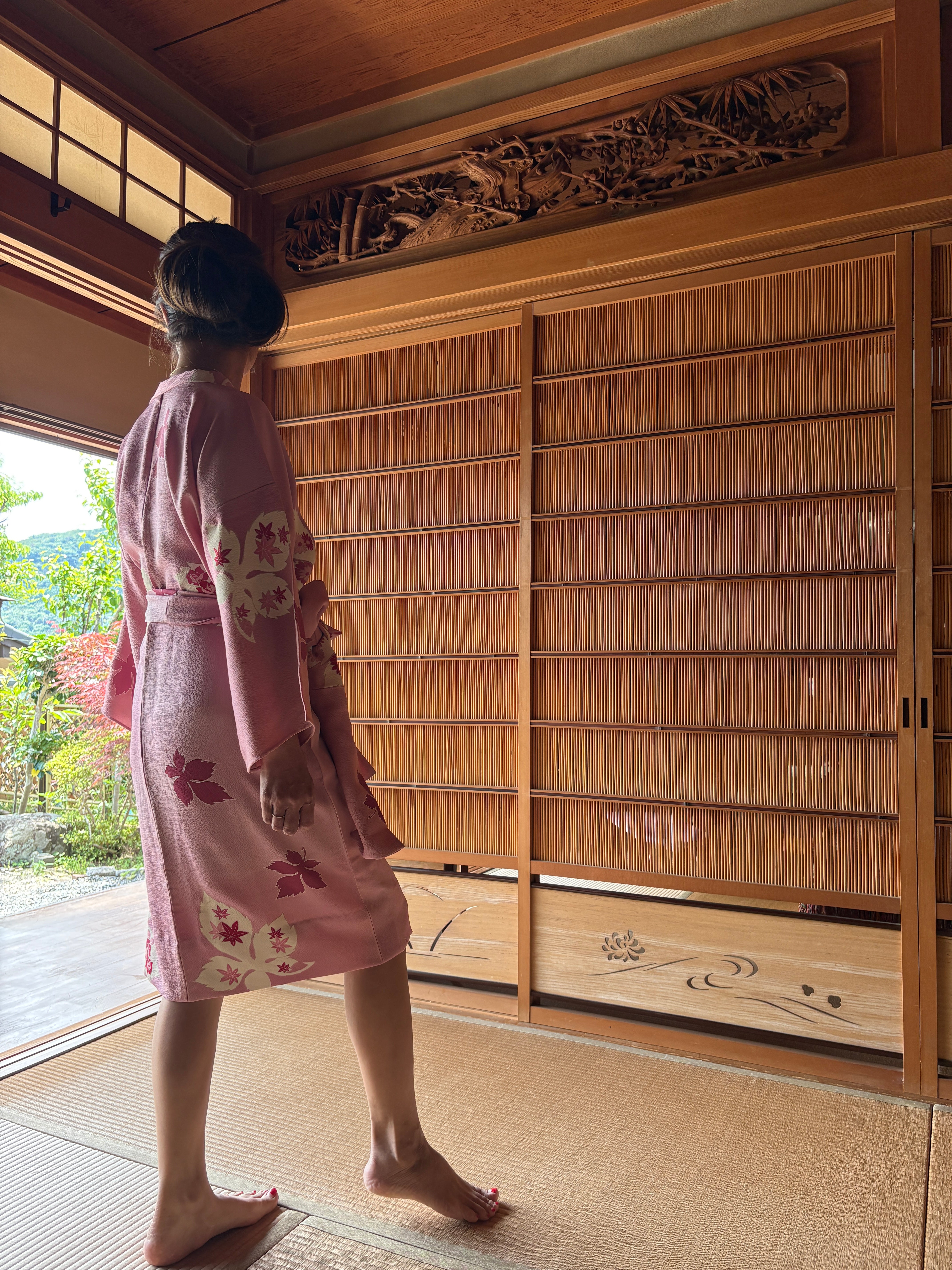 Blush Pink Silk Summer Robe – Vintage Japanese Kimono