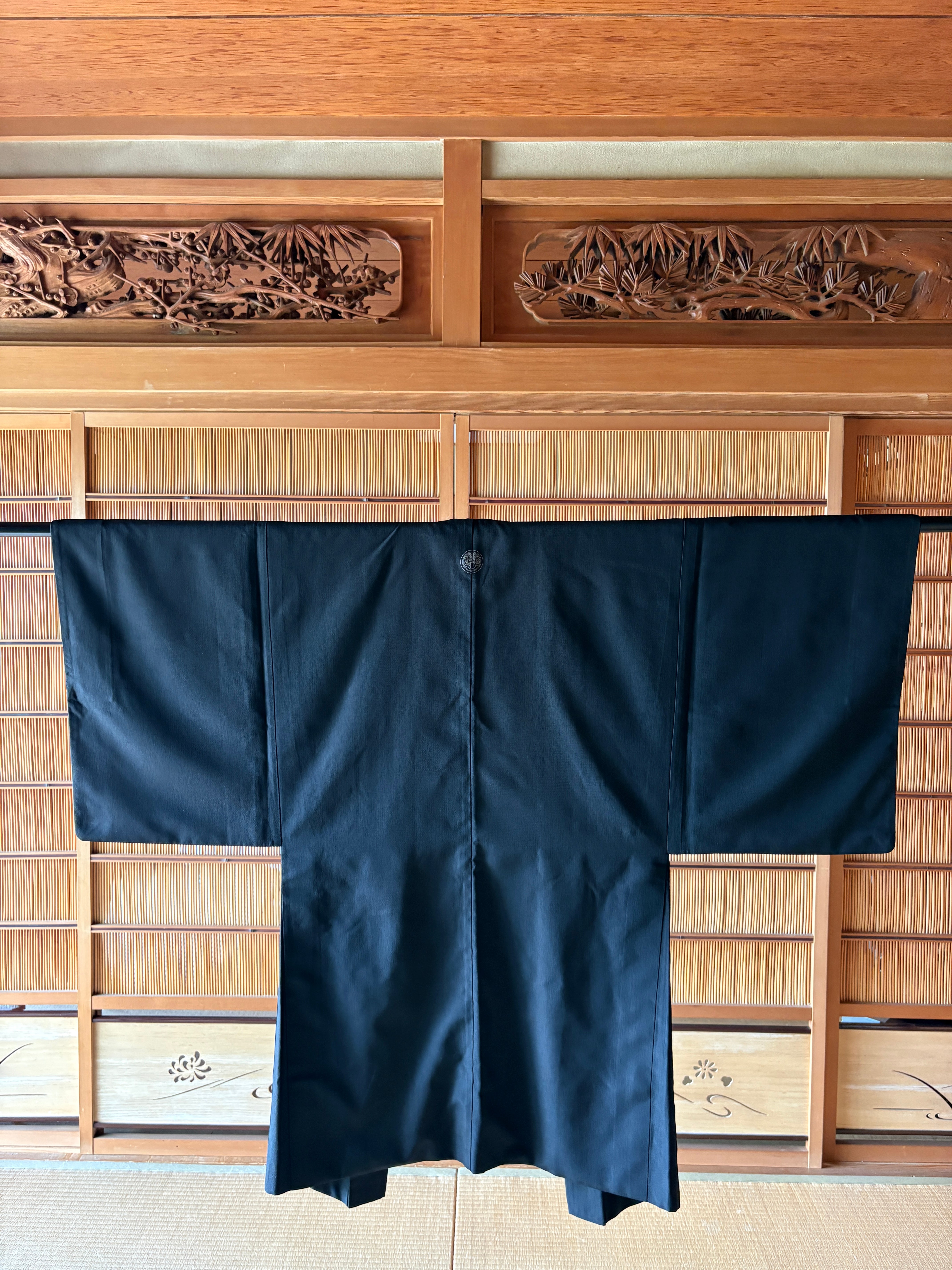 Vintage Japanese Wool Haori – Classic Black | Silk Lining & Traditional Haori Himo
