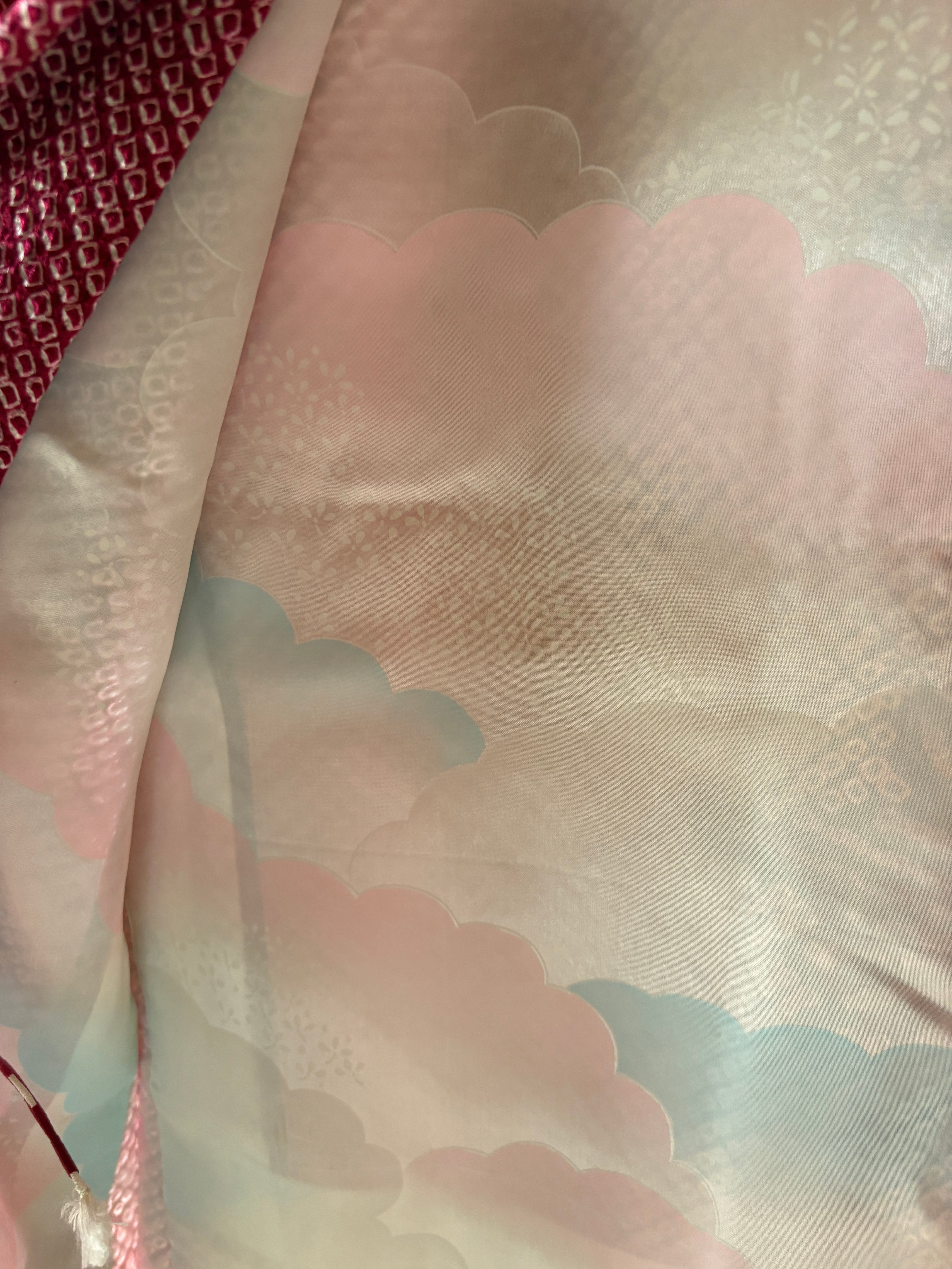 Vintage Silk Shibori Haori – Deep Crimson