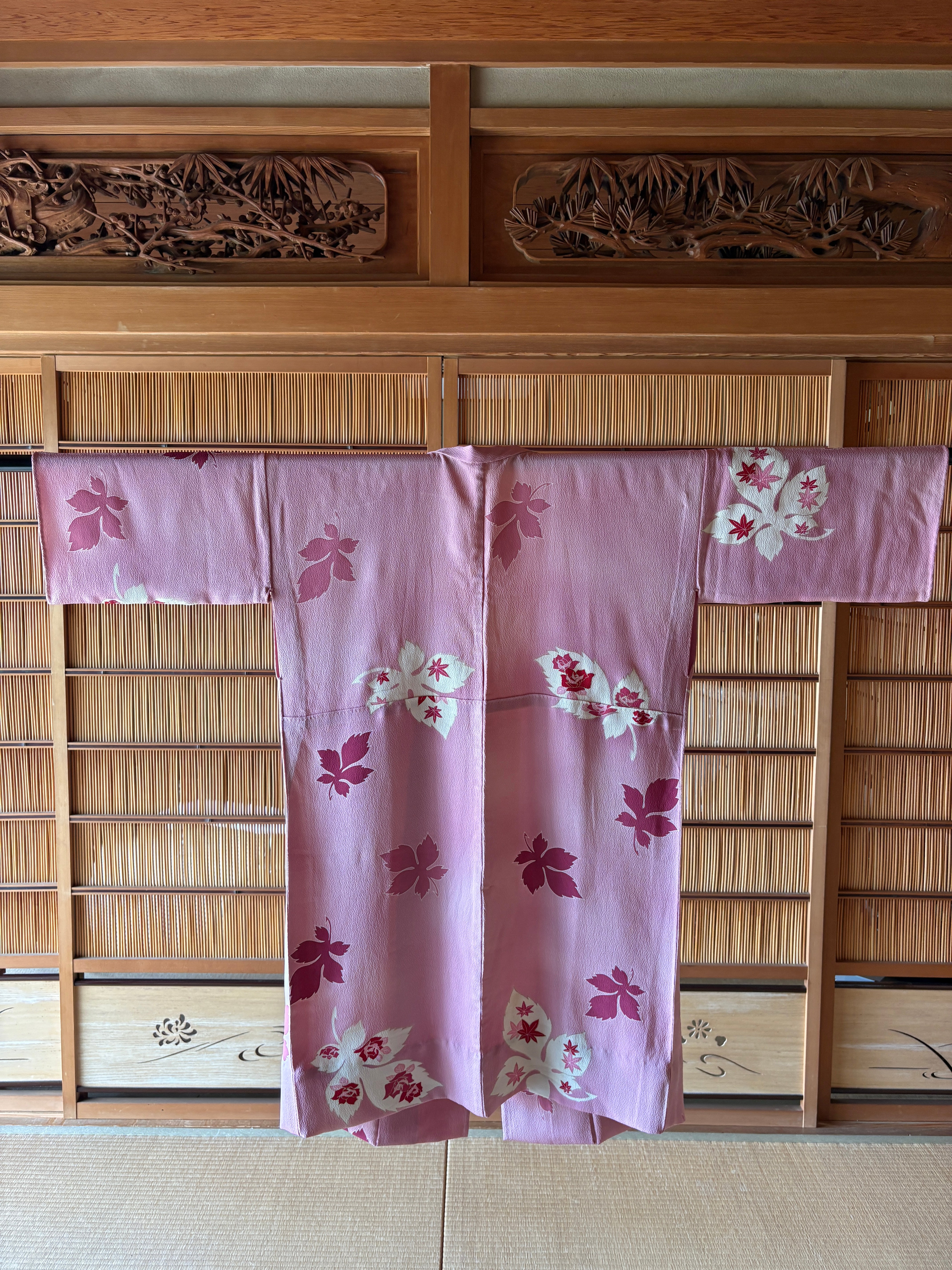 Blush Pink Silk Summer Robe – Vintage Japanese Kimono