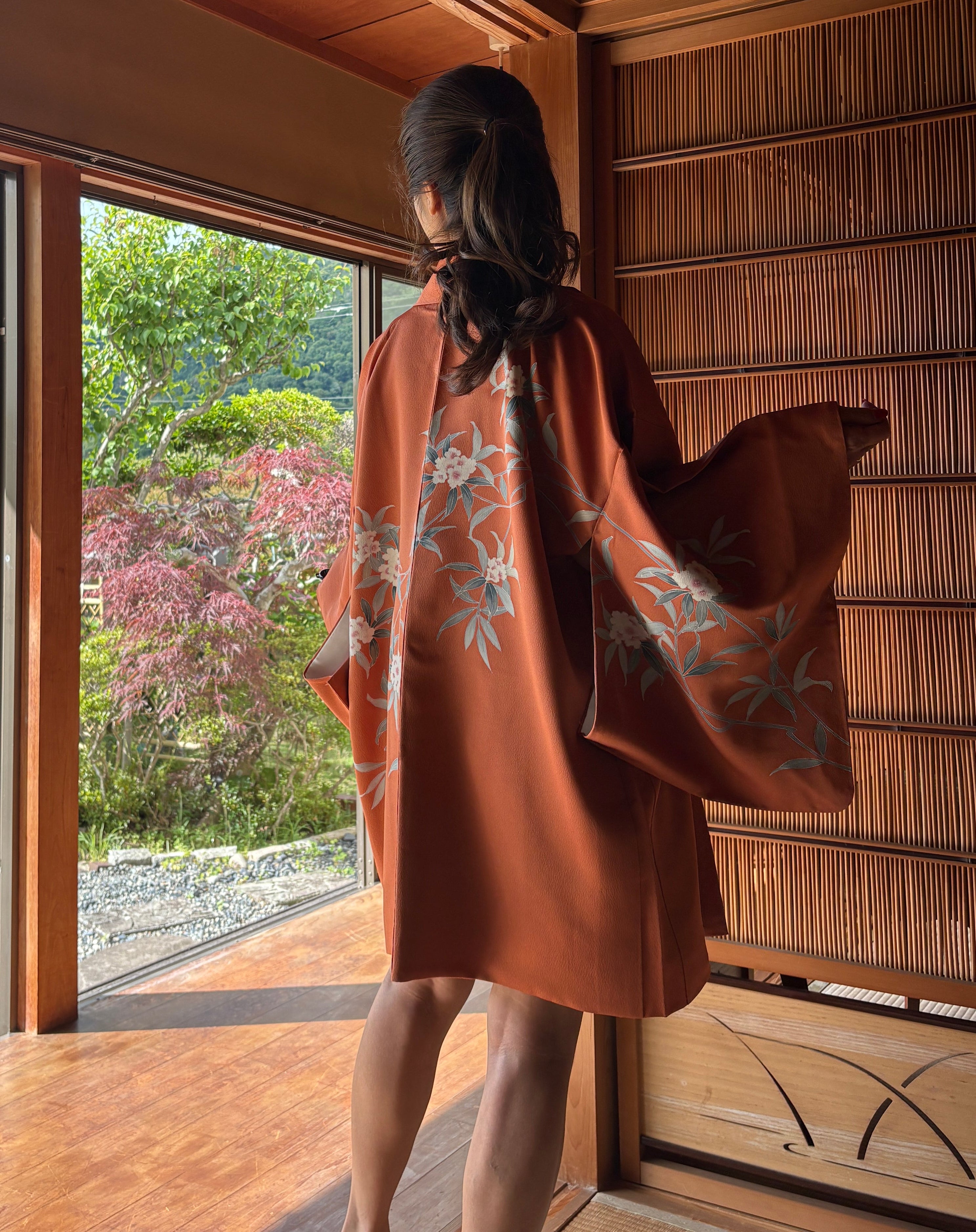 Vintage Silk Haori – Hidden Peacock Garden