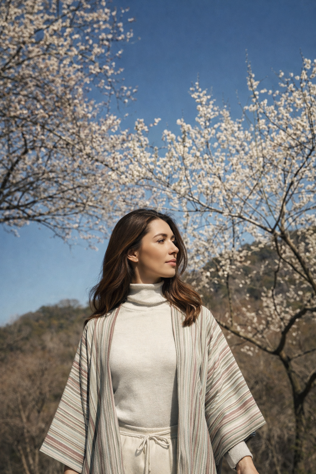 Striped Silk Haori Jacket – Soft Neutral Tones