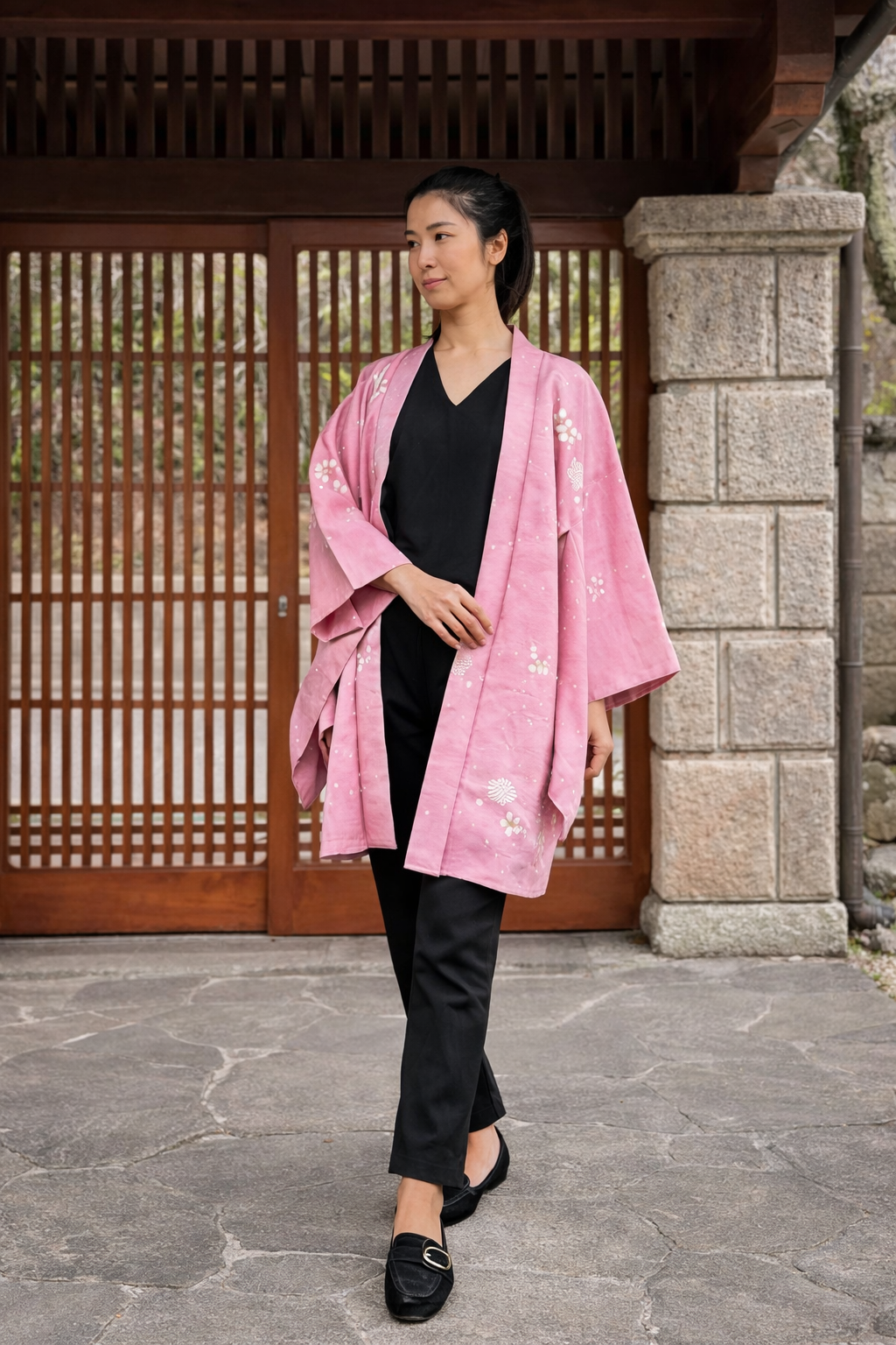 Vintage Pink Silk Haori Jacket