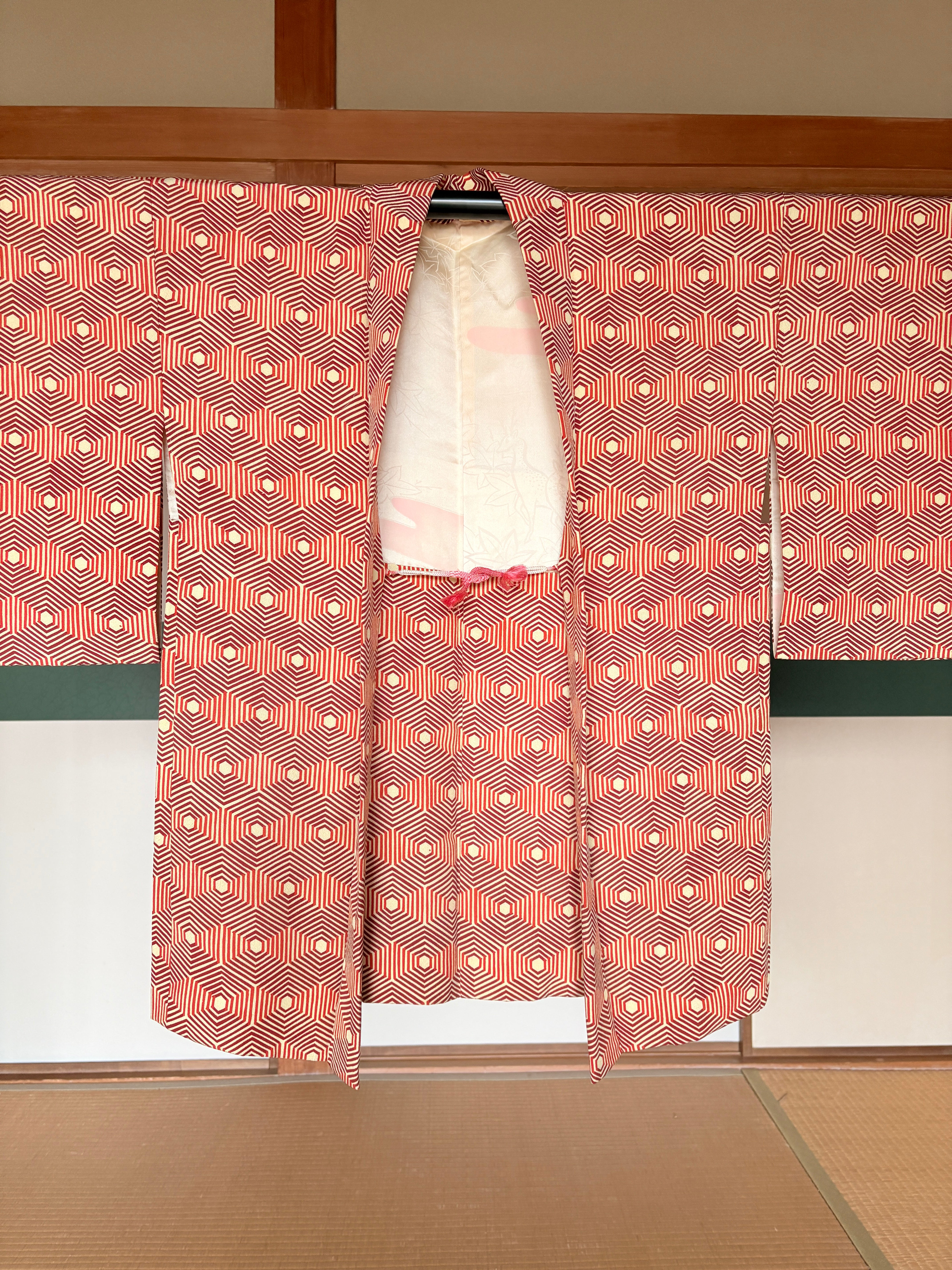 Vintage Burnt Sienna Geometric Silk Haori