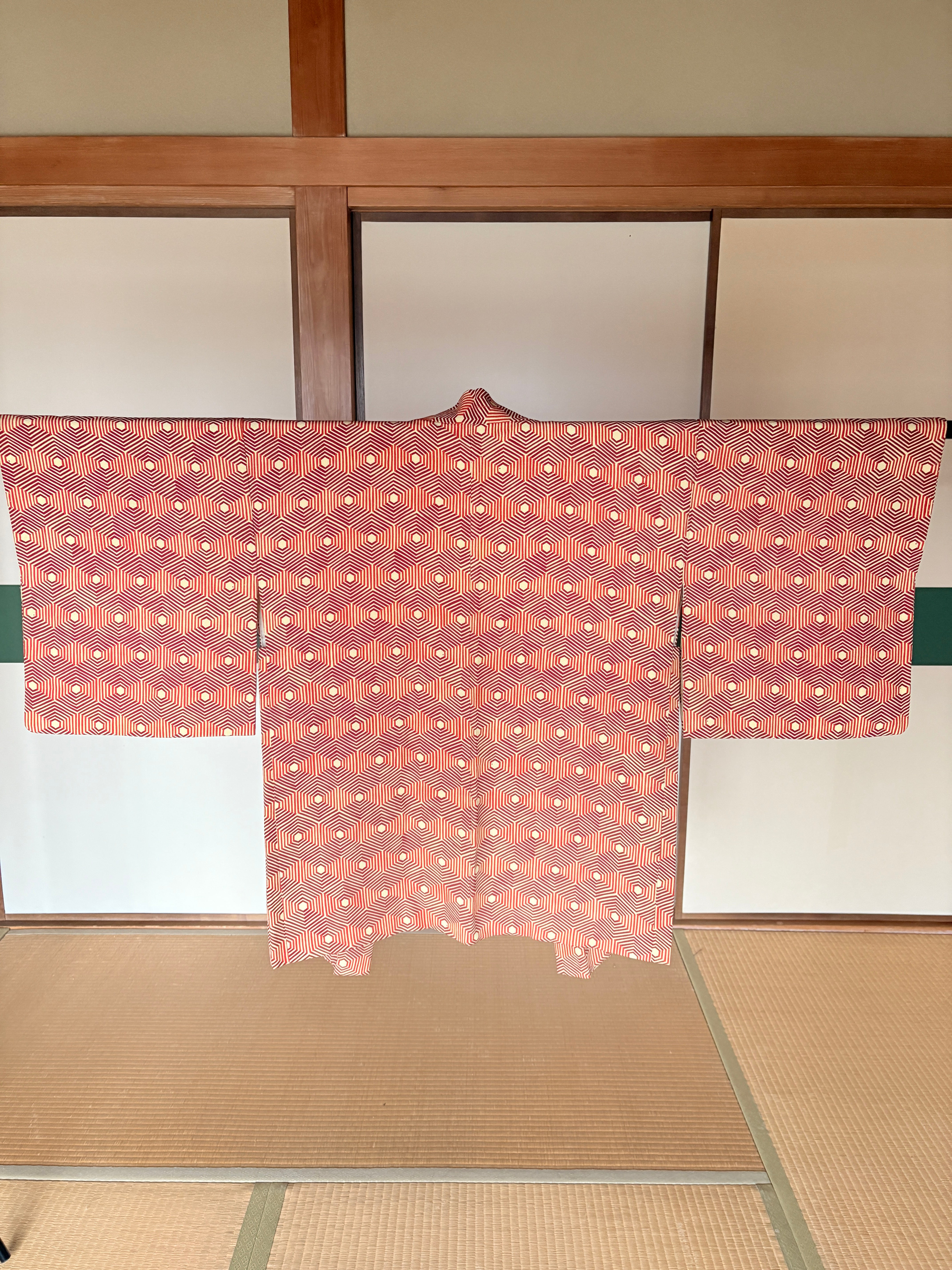 Vintage Burnt Sienna Geometric Silk Haori