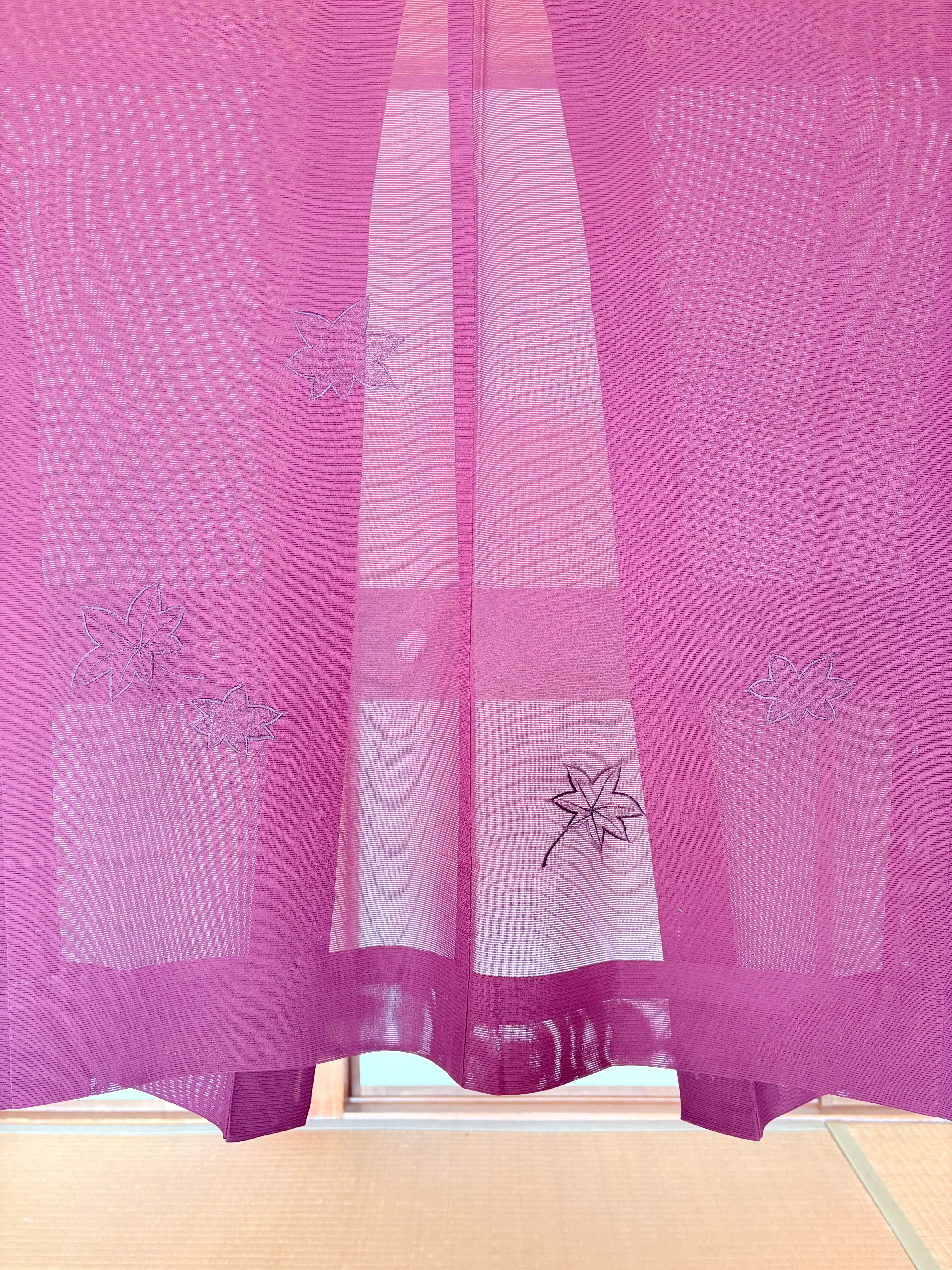 vintage Silk Kimono Haori Jacket - Burgundy