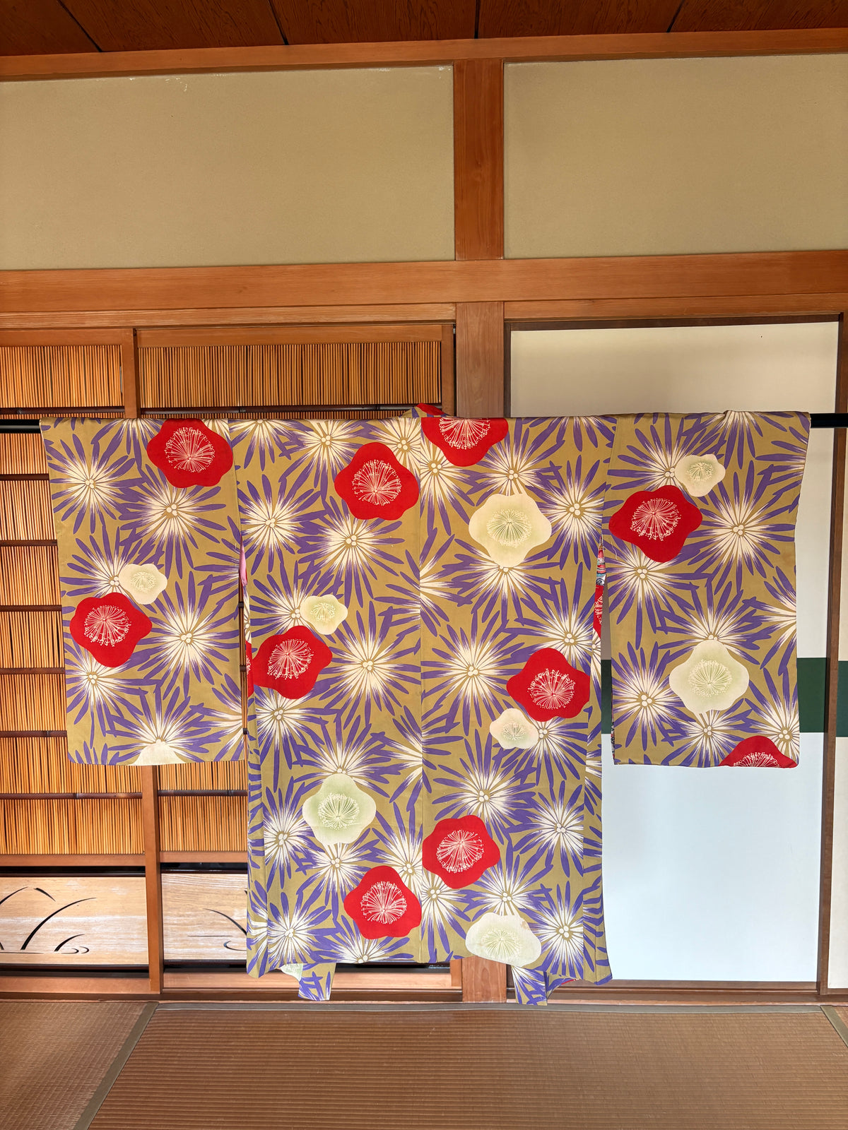 Antique Japanese Haori – Purple & Red Floral Kimono Jacket | Possibly Taisho Era