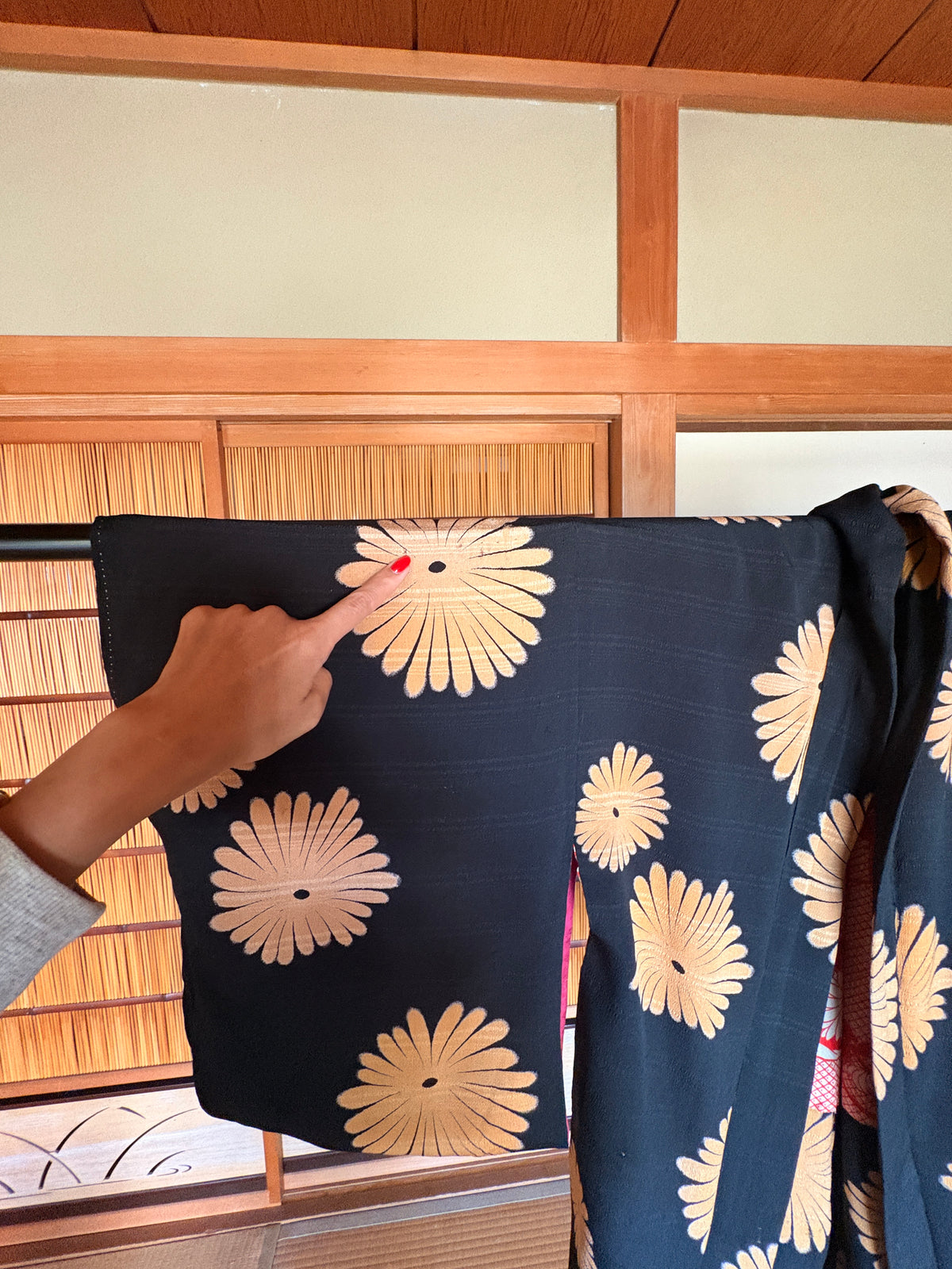 Antique Japanese Silk Haori – lack Chrysanthemum Kimono Jacket | Possibly Taisho Era