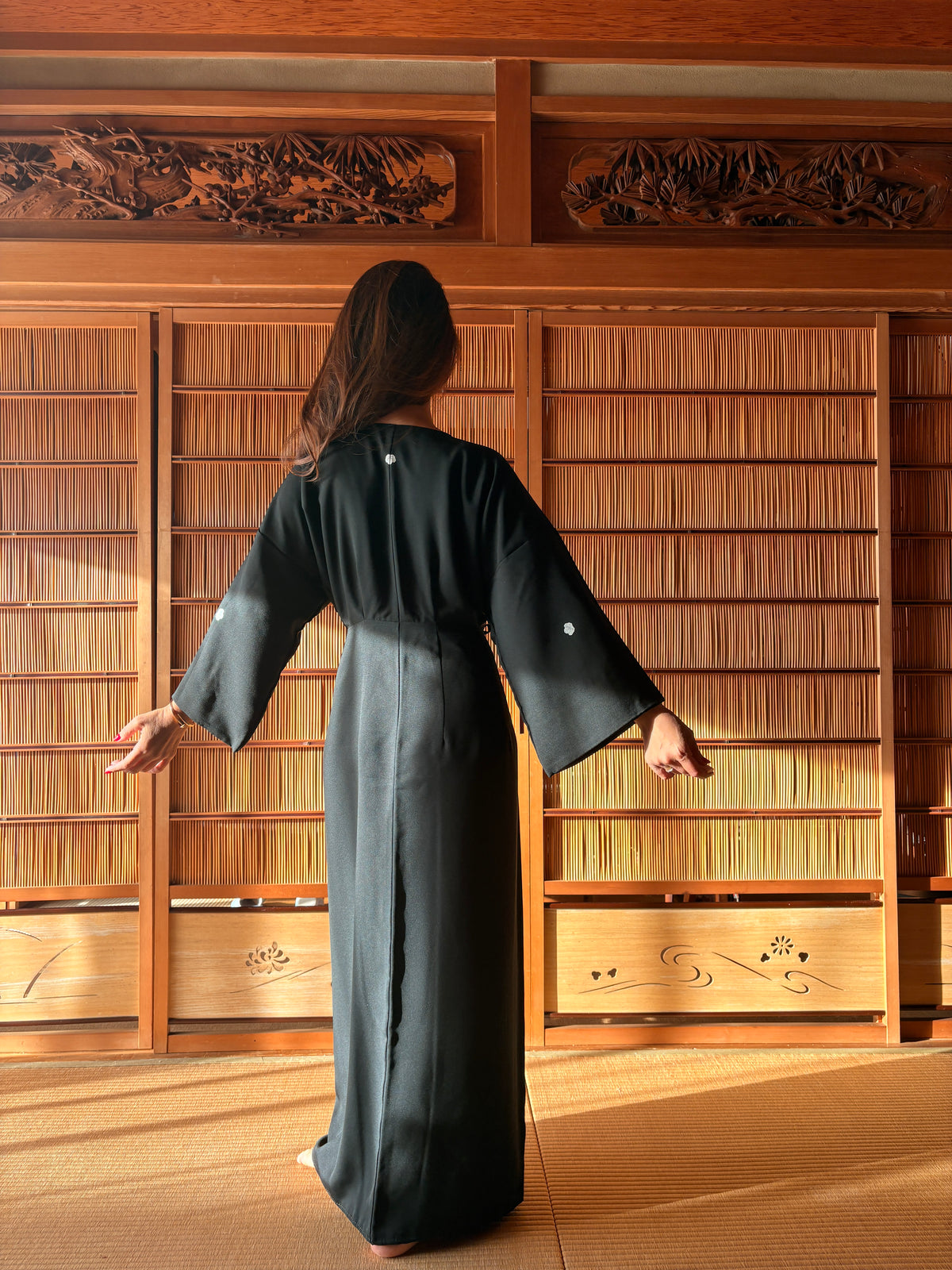 Japanese Black Silk Kimono Wrap Dress – One of a Kind