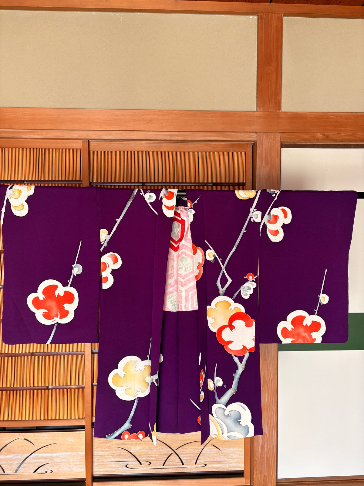 Antique Japanese Silk Haori – Deep Purple Floral Kimono Jacket | One of a Kind