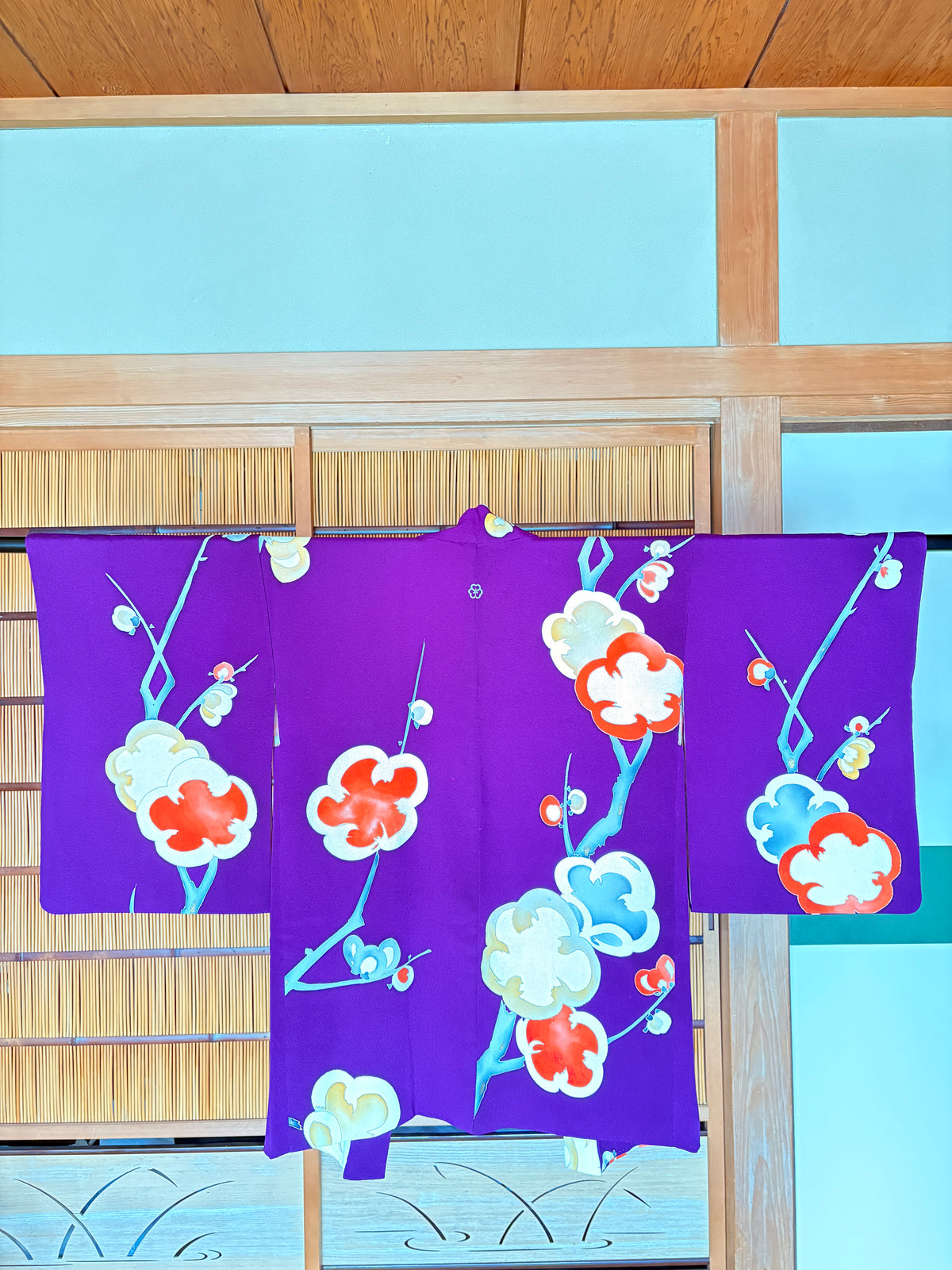 Antique Japanese Silk Haori – Deep Purple Floral Kimono Jacket | One of a Kind