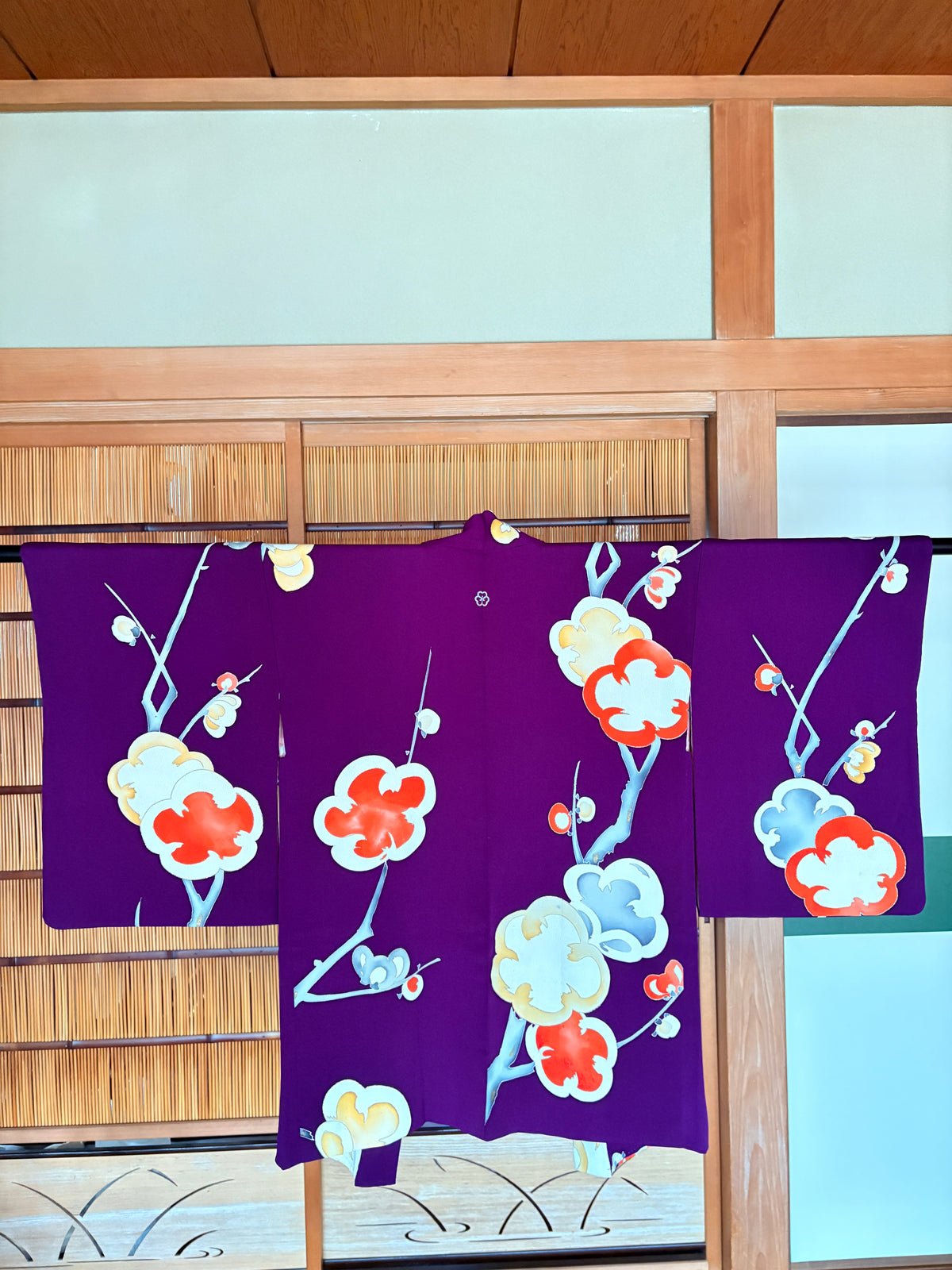 Antique Japanese Silk Haori – Deep Purple Floral Kimono Jacket | One of a Kind