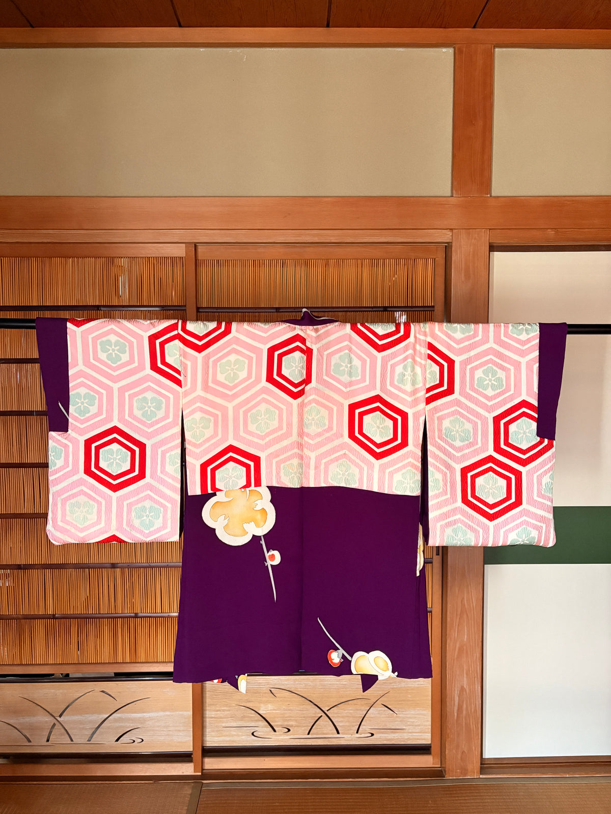 Antique Japanese Silk Haori – Deep Purple Floral Kimono Jacket | One of a Kind