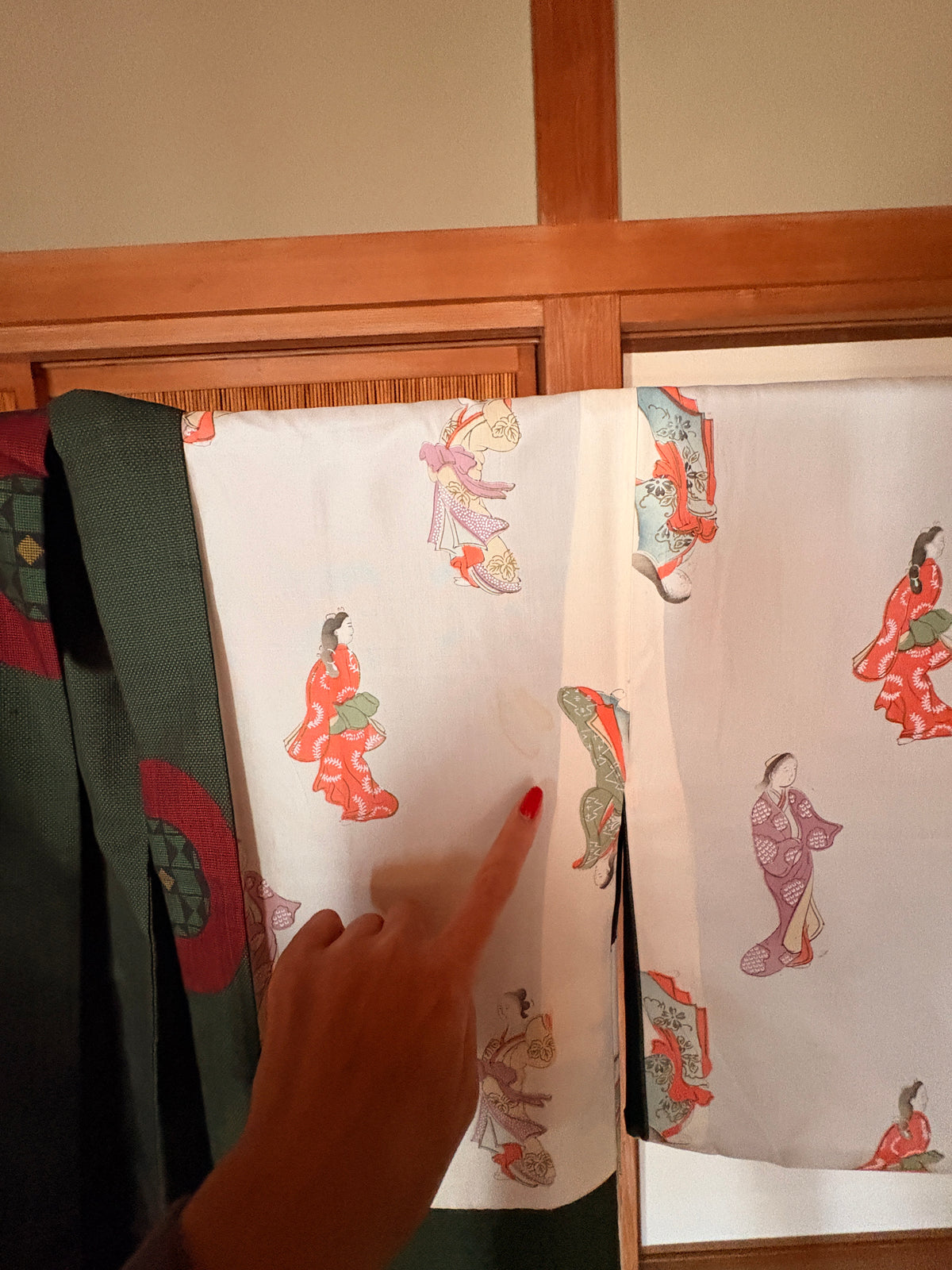 Japanese Silk Haori – Deep Tea Green & Red Kimono Jacket | One of a Kind