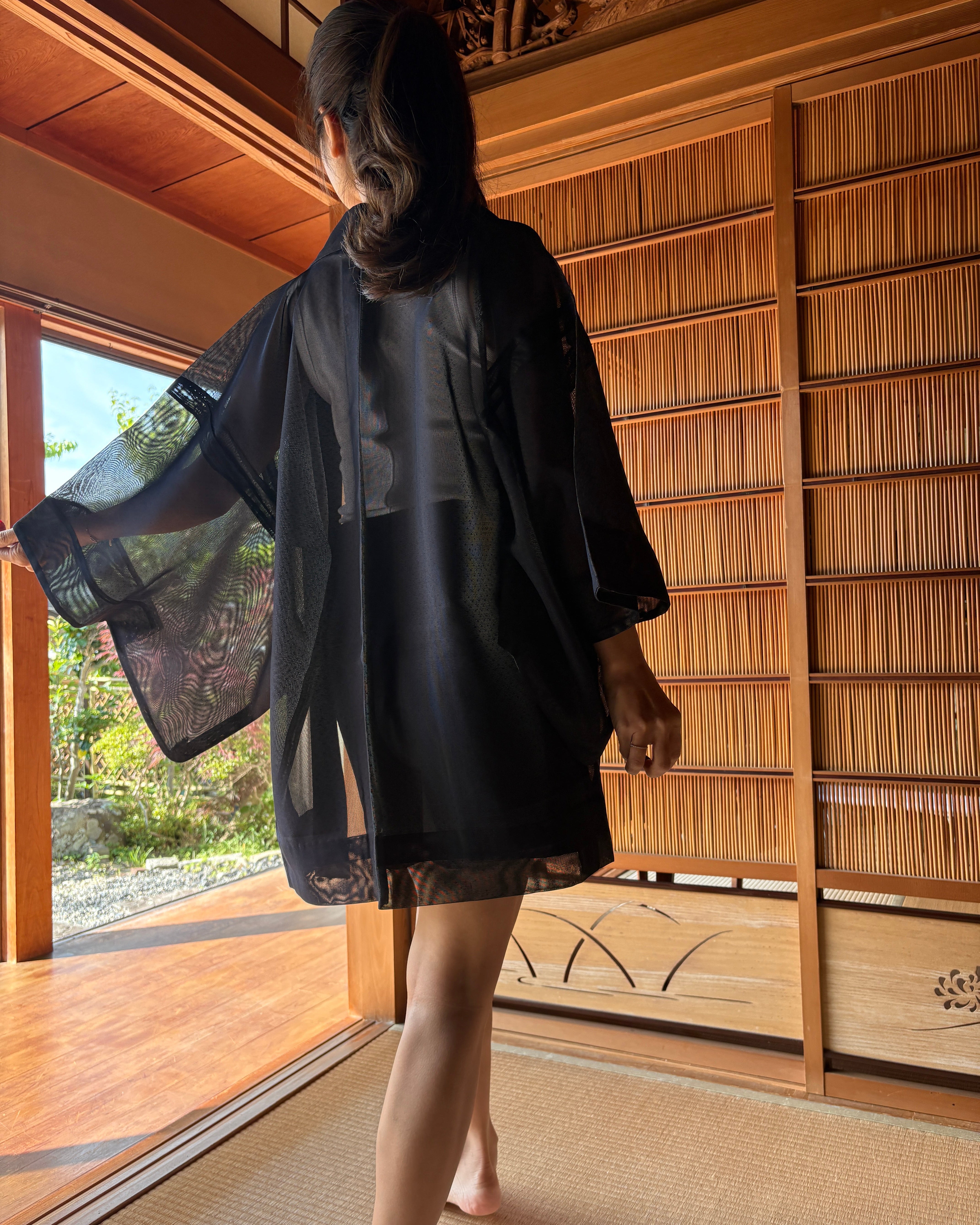 Vintage Ro Silk Haori Jacket – Sheer Black Silk