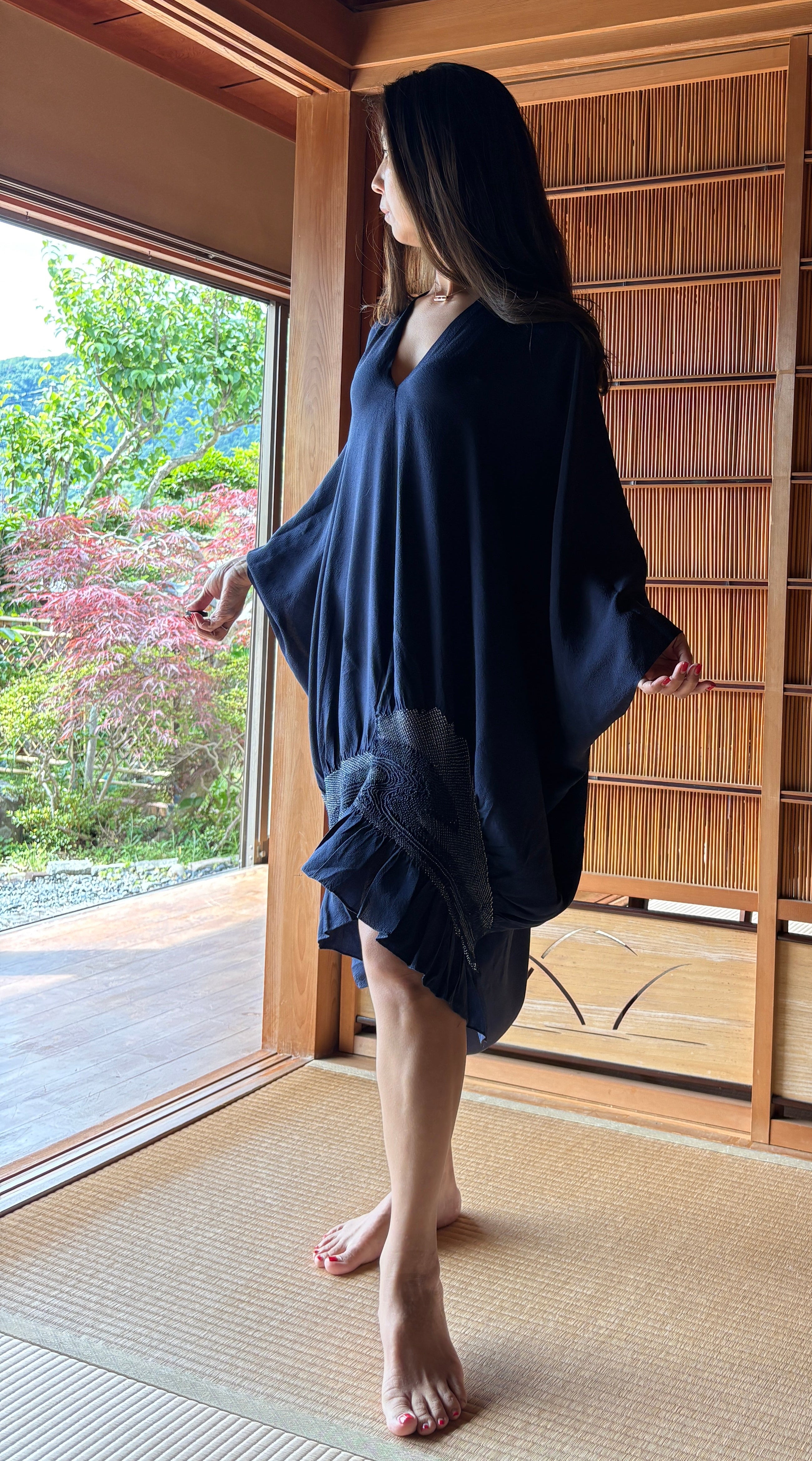 Midnight Drape Silk Dress