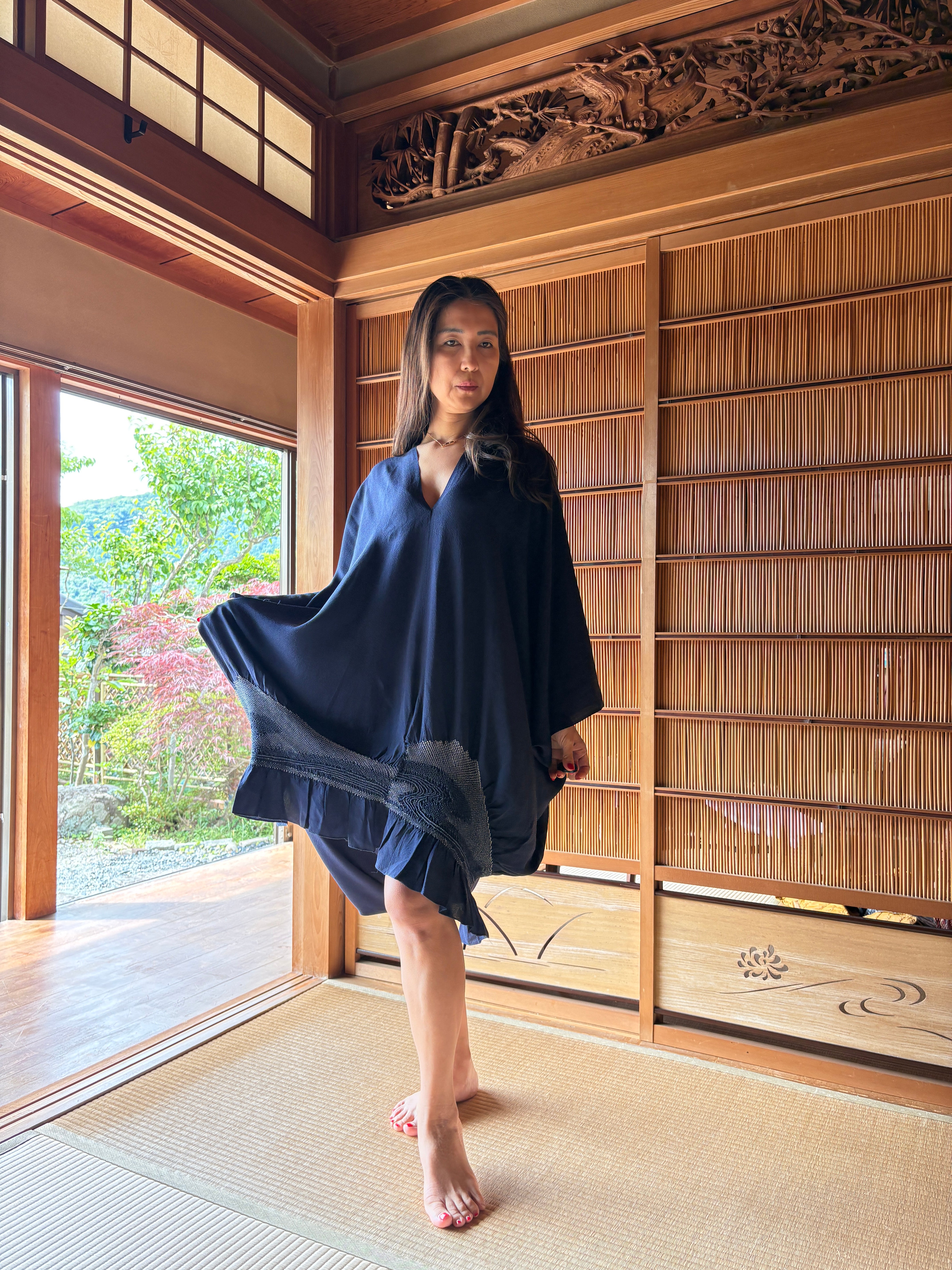 Midnight Drape Silk Dress