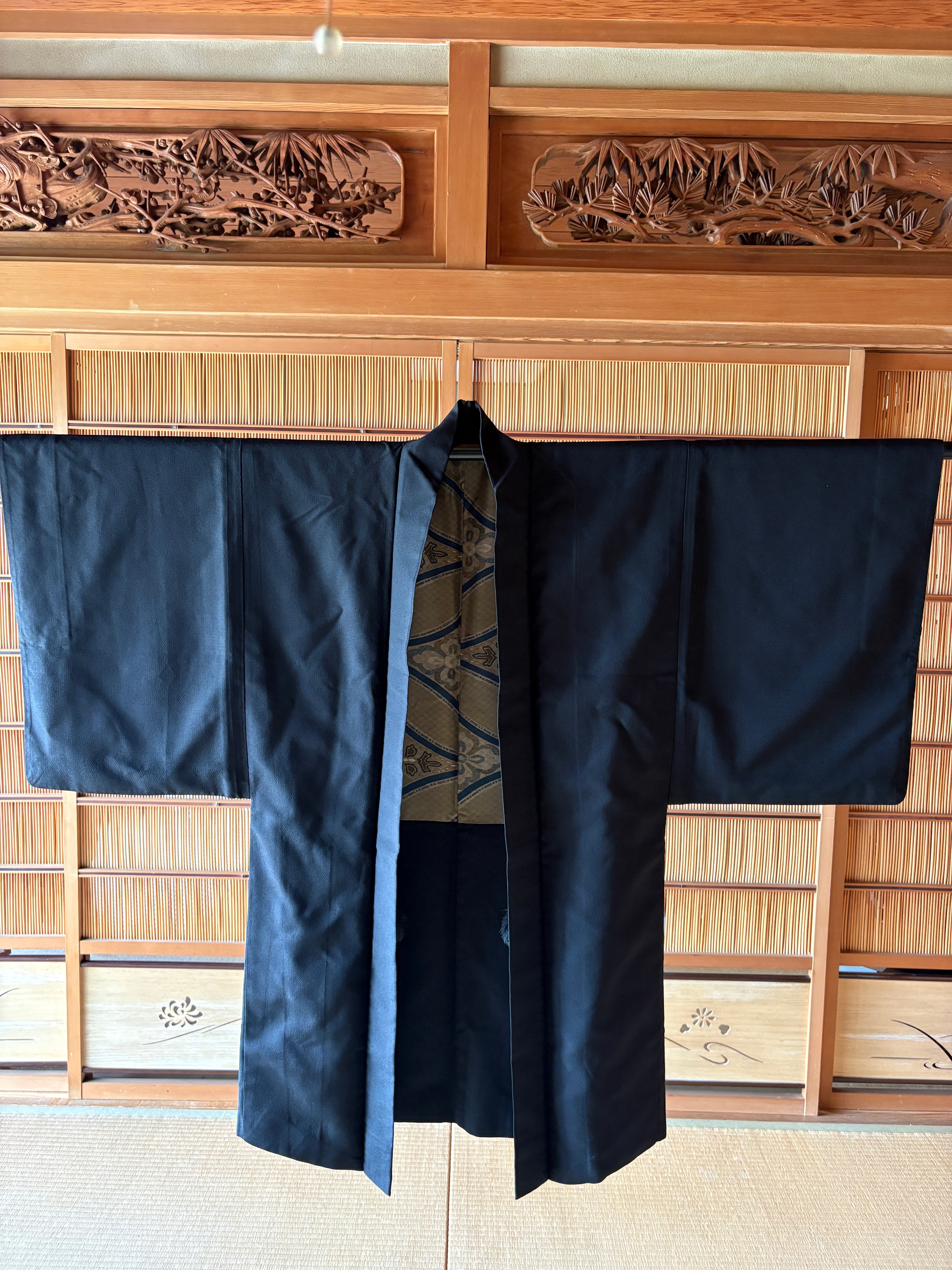 Vintage Japanese Wool Haori – Classic Black | Silk Lining & Traditional Haori Himo