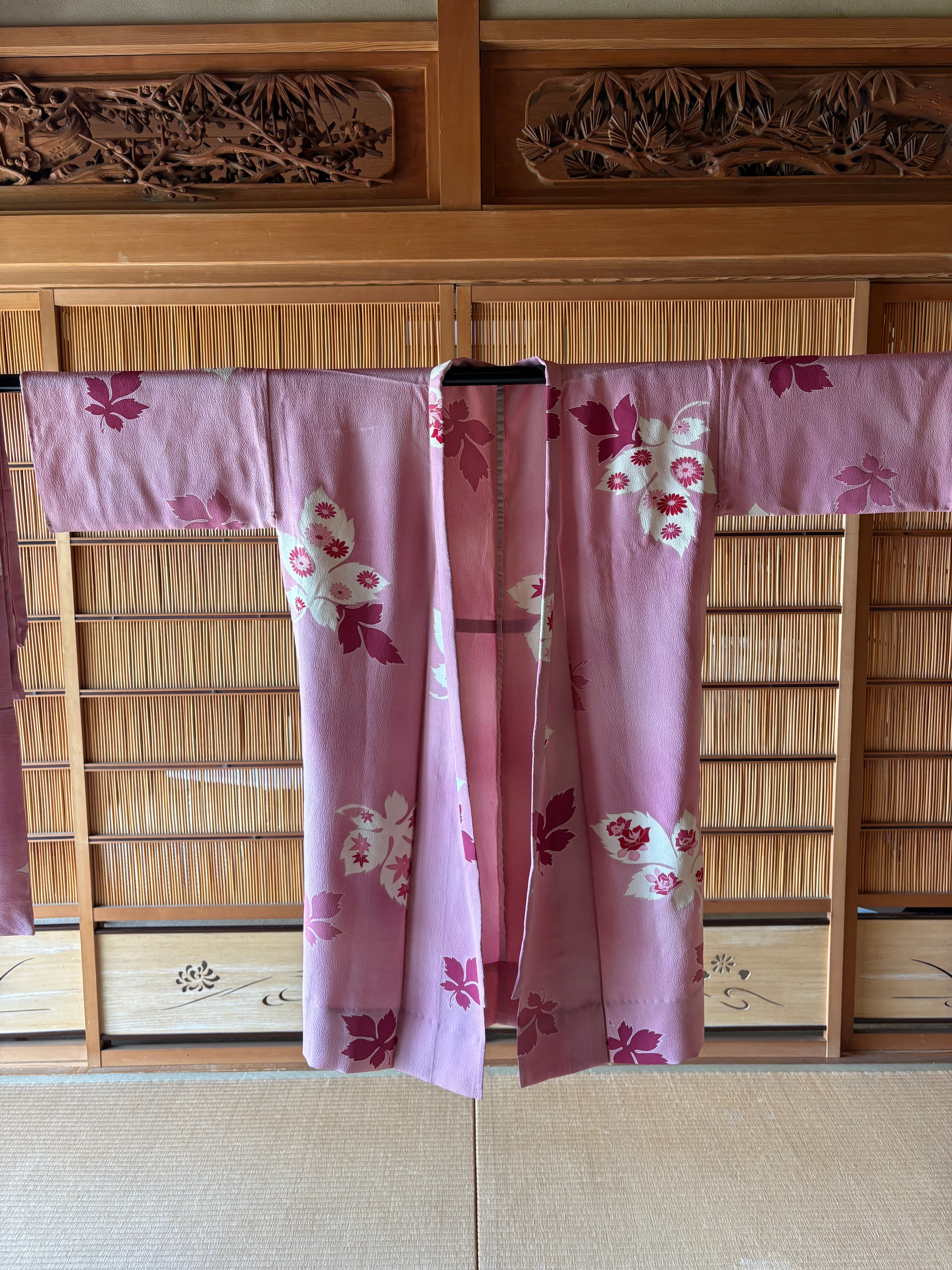Blush Pink Silk Summer Robe – Vintage Japanese Kimono