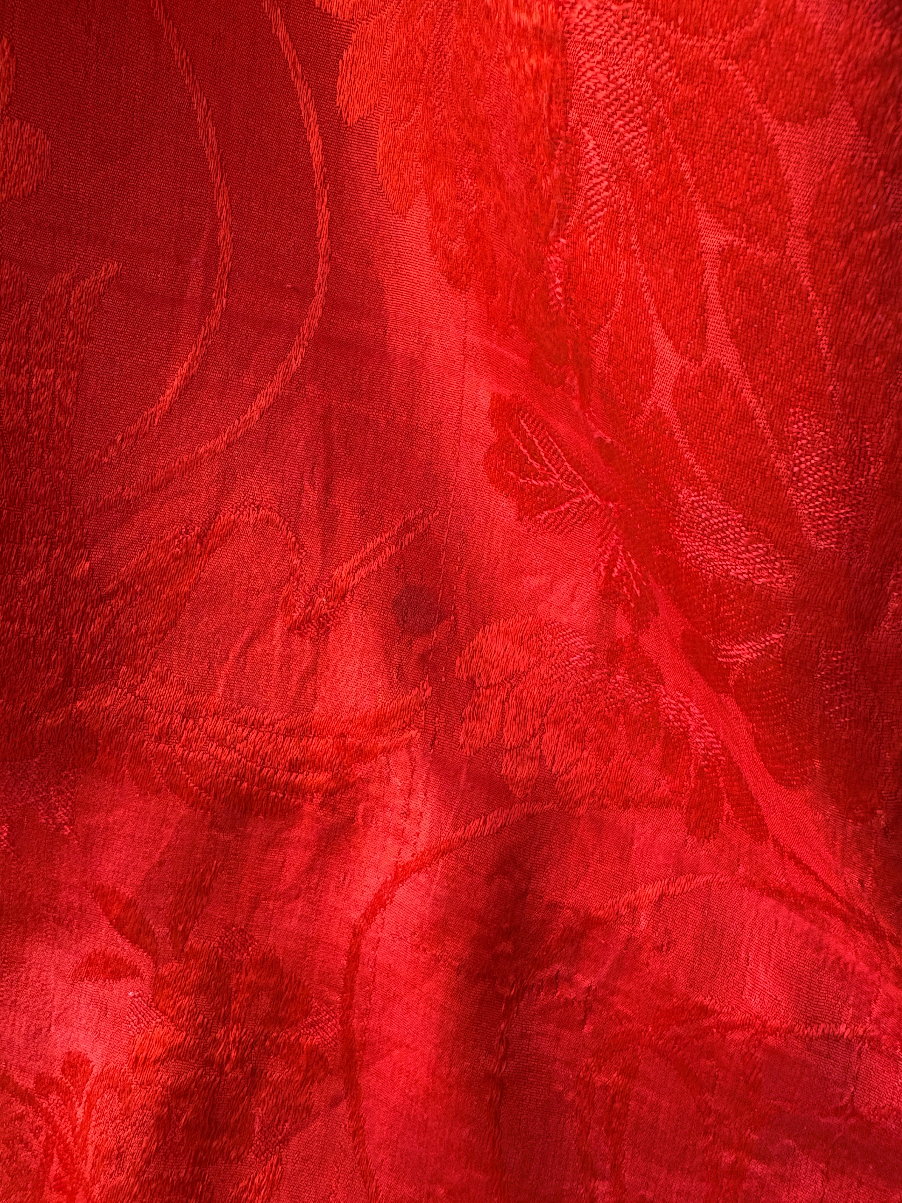 Hidden Vermilion Silk Robe – Vintage Japanese Juban