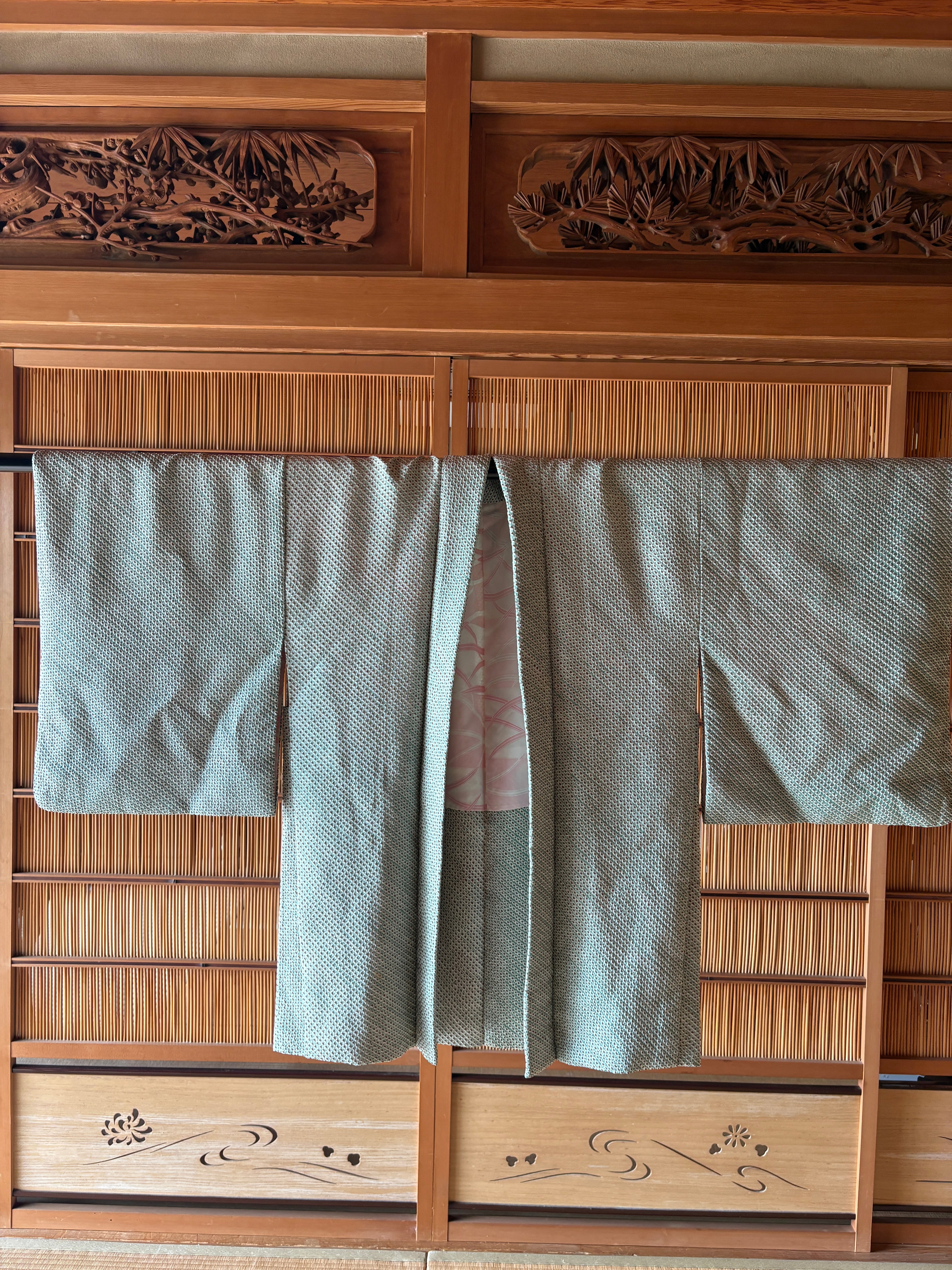 Vintage Shibori Silk Haori – Rare Mint Green | One-of-a-Kind Japanese Jacket