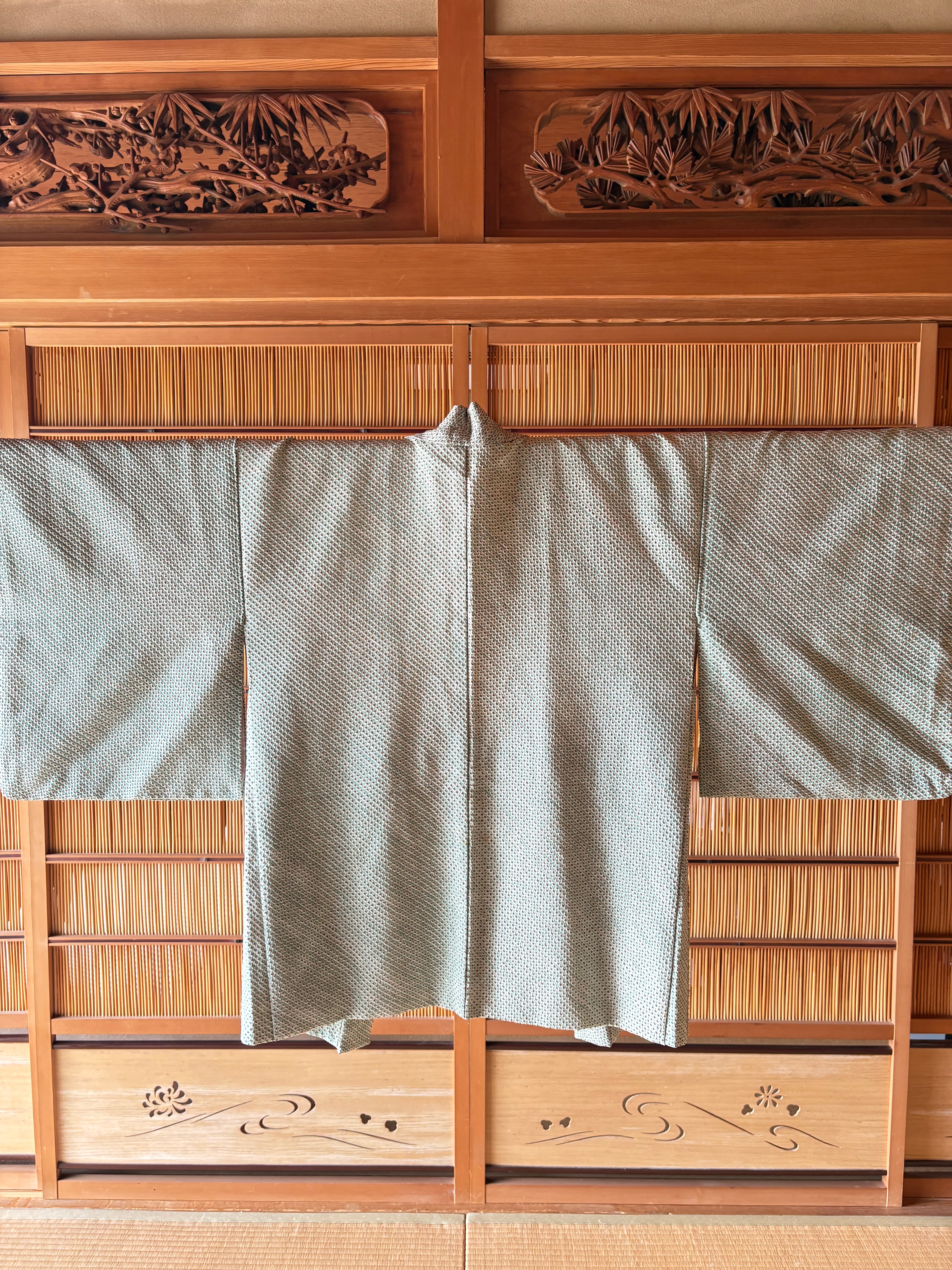 Vintage Shibori Silk Haori – Rare Mint Green | One-of-a-Kind Japanese Jacket